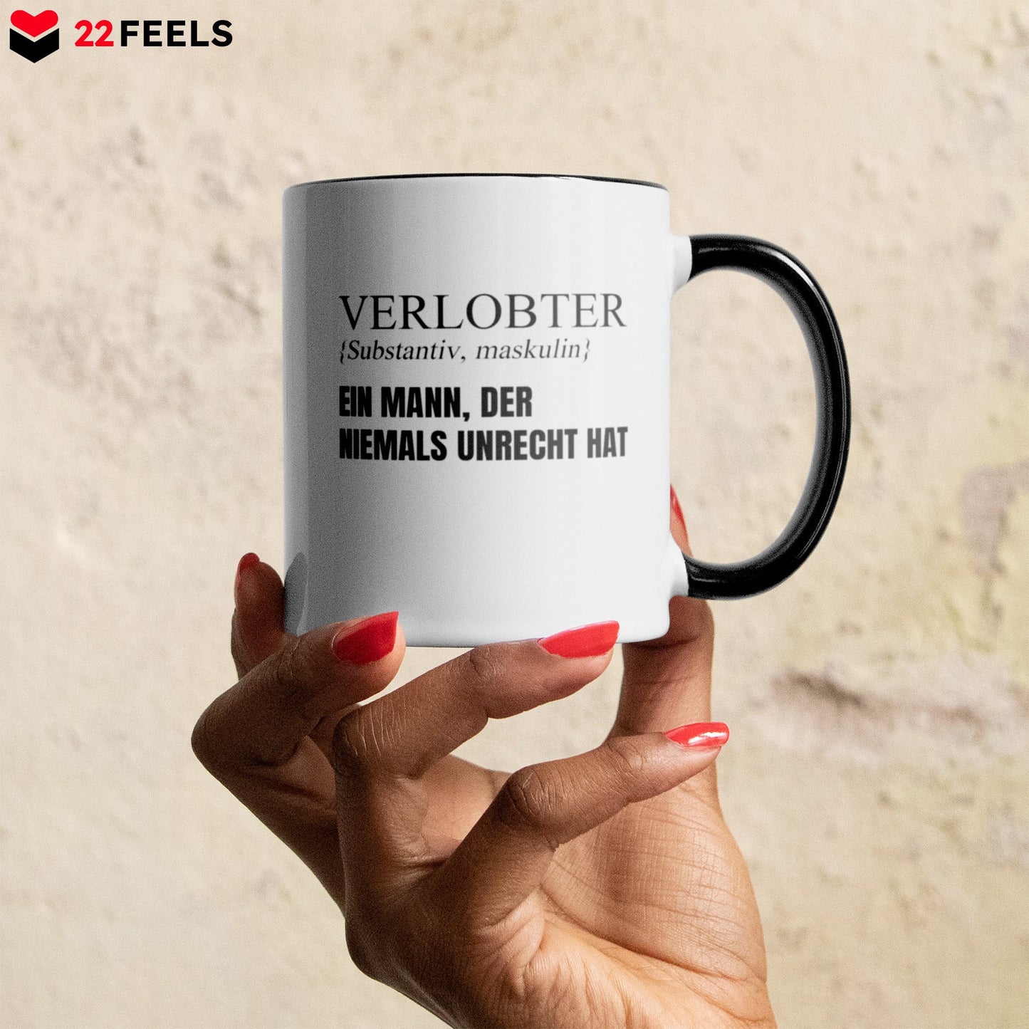 22Feels® Verlobter Geschenk - Tasse mit Spruch (Weiss-Schwarz, 320ml)-TwoTone Tasse Weiss-Schwarz 320ml-22Feels