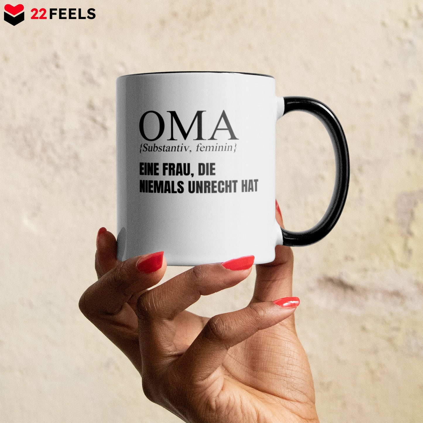 22Feels® Oma Geschenk - Tasse mit Spruch (Weiss-Schwarz, 320ml)-TwoTone Tasse Weiss-Schwarz 320ml-22Feels