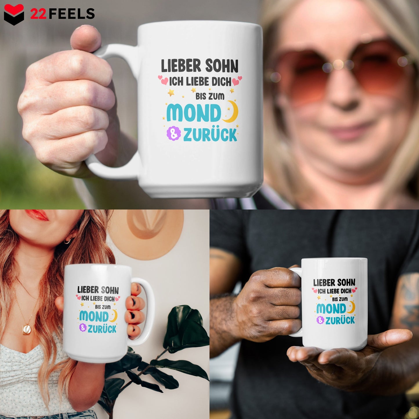 22Feels® Sohn Geschenk - XL Tasse mit Spruch (Weiss, 440ml)-Weisse XL Tasse 440ml-22Feels