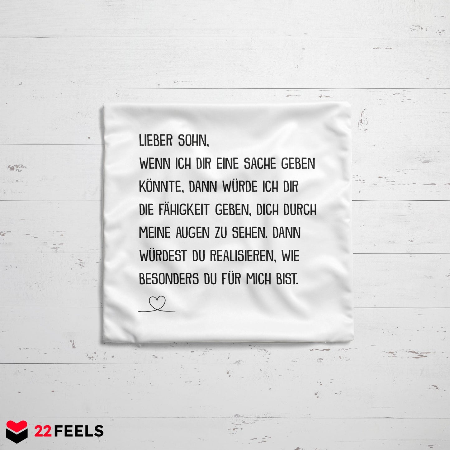 22Feels® Sohn Geschenk - Kissen mit Spruch (Weiss 40x40cm)-Kissen Weiss 40x40-22Feels