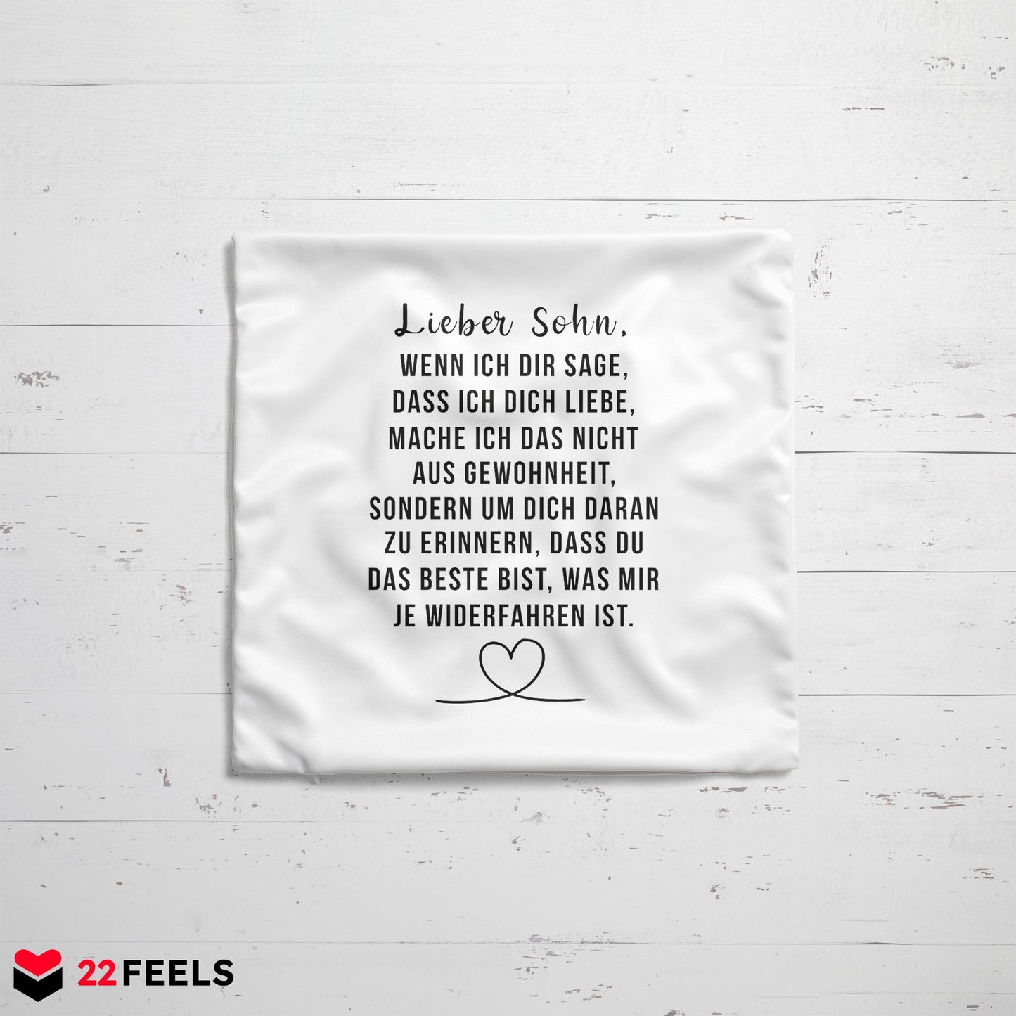 22Feels® Sohn Geschenk - Kissen mit Spruch (Weiss 40x40cm)-Kissen Weiss 40x40-22Feels