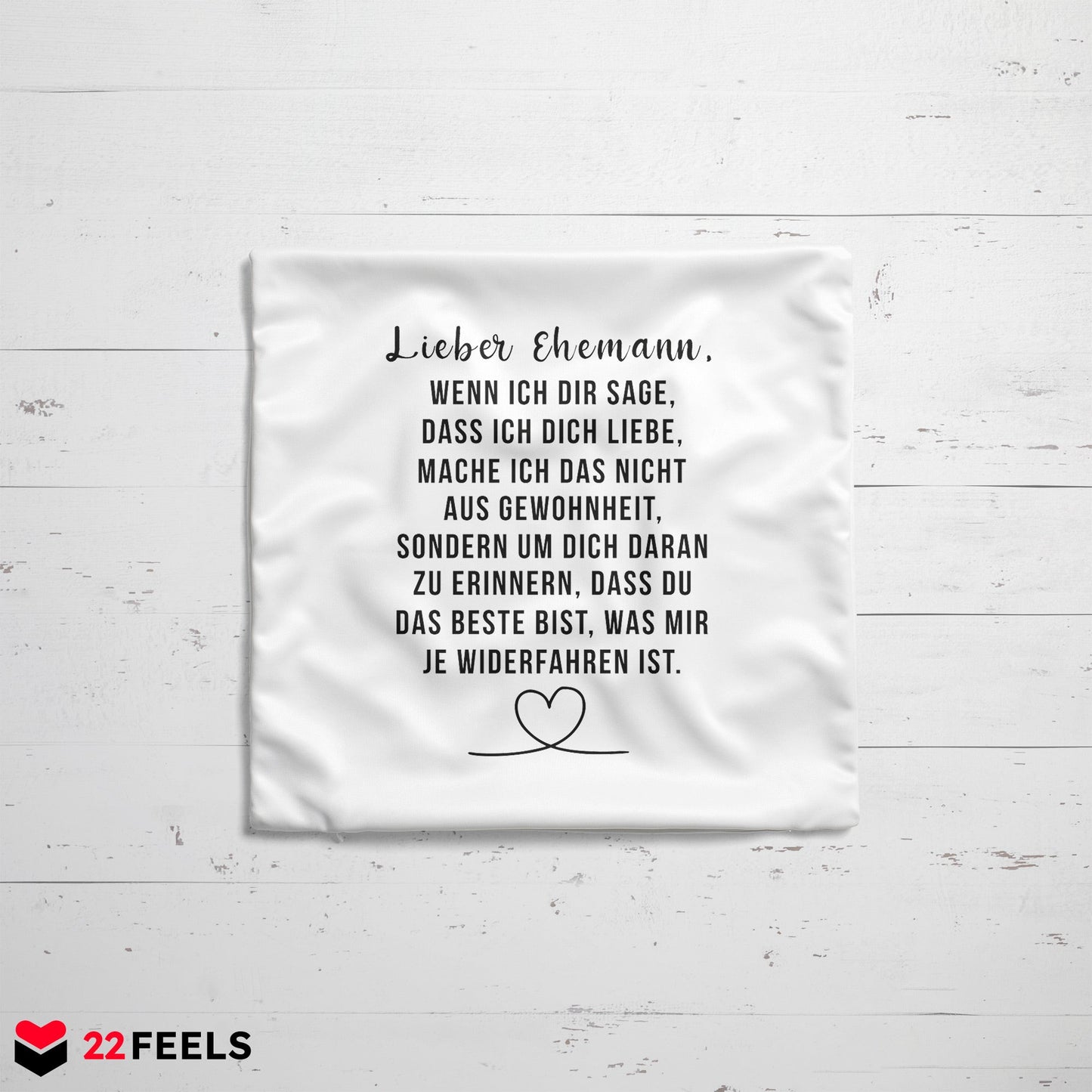 22Feels® Ehemann Geschenk zum Hochzeitstag, Valentinstag etc. - Kissen mit Spruch (Weiss 40x40cm)-Kissen Weiss 40x40-22Feels