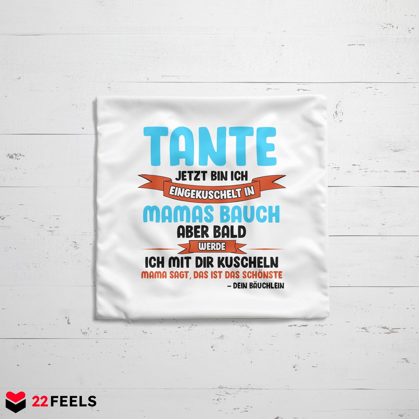 22Feels® Du Wirst Tante Frauen Schwangerschaft Geschenk - Kissen mit Spruch (Weiss 40x40cm)-Kissen Weiss 40x40-22Feels