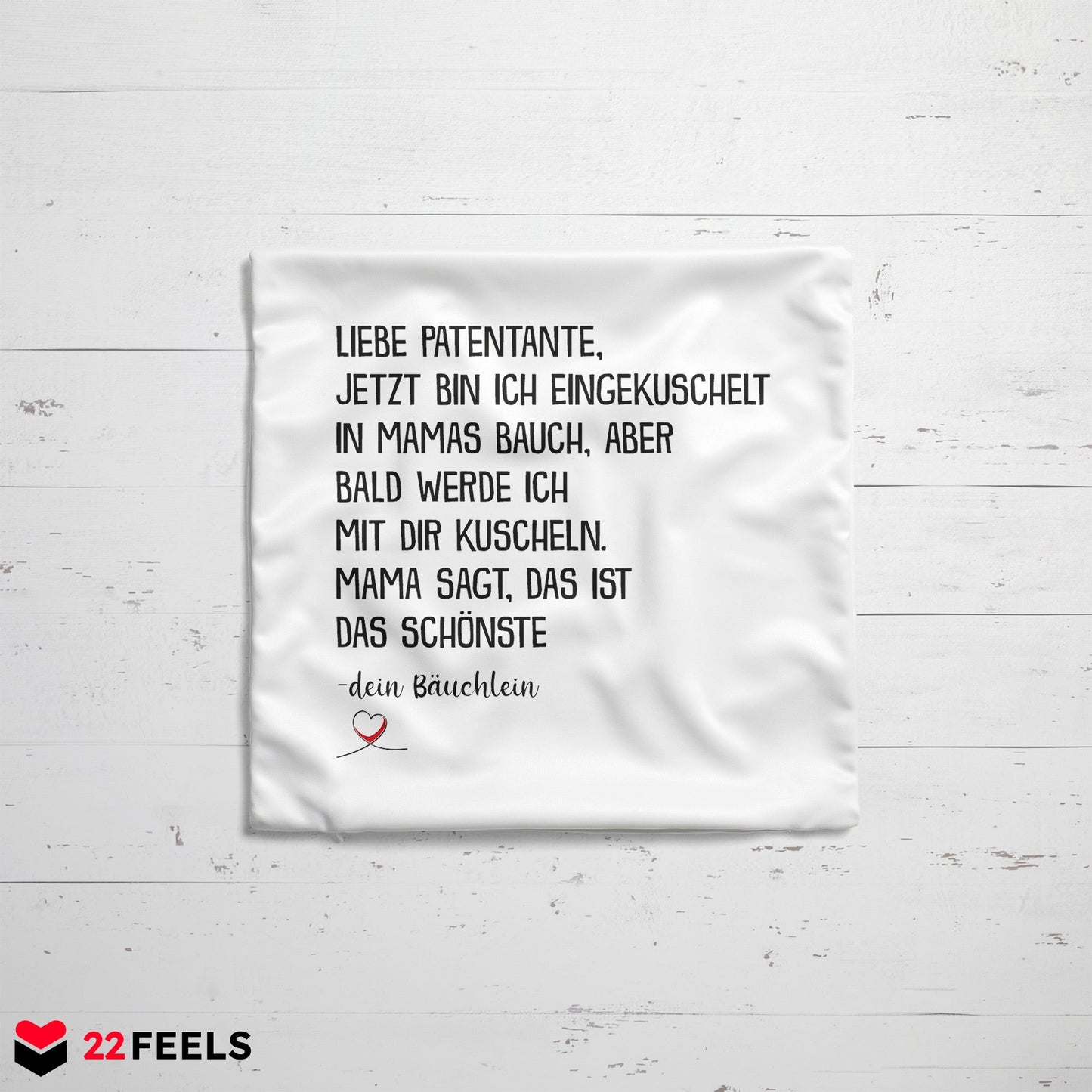 22Feels® Du Wirst Patentante Frauen Schwangerschaft Geschenk - Kissen mit Spruch (Weiss 40x40cm)-Kissen Weiss 40x40-22Feels