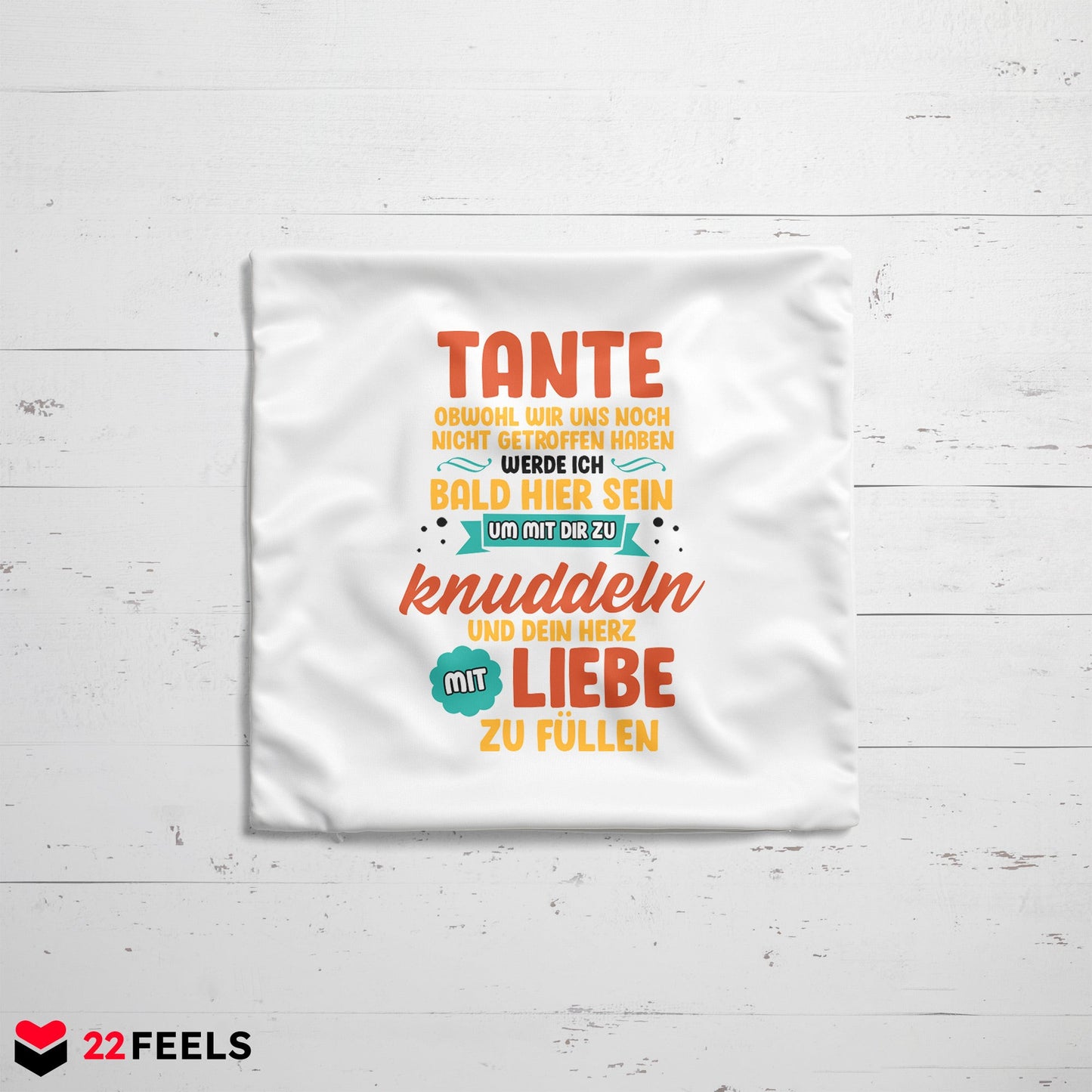 22Feels® Du Wirst Tante Frauen Schwangerschaft Geschenk - Kissen mit Spruch (Weiss 40x40cm)-Kissen Weiss 40x40-22Feels