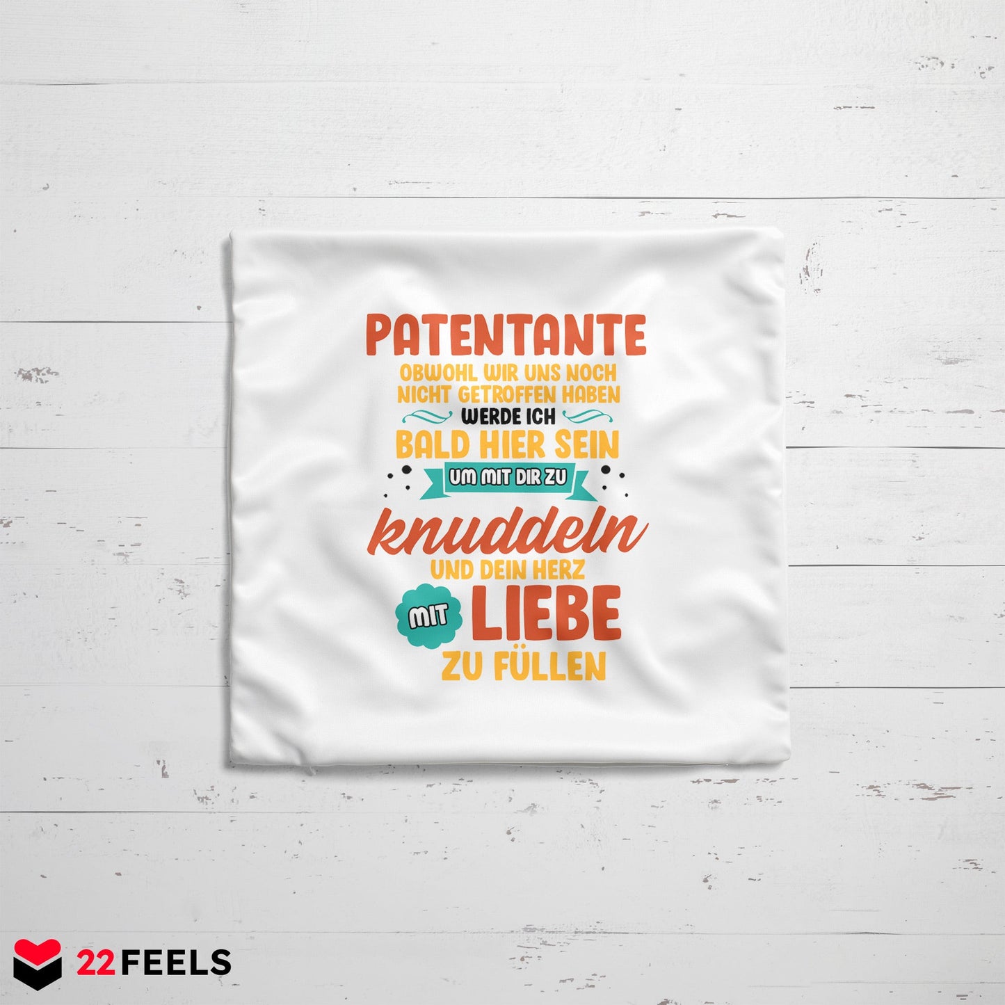 22Feels® Du Wirst Patentante Frauen Schwangerschaft Geschenk - Kissen mit Spruch (Weiss 40x40cm)-Kissen Weiss 40x40-22Feels