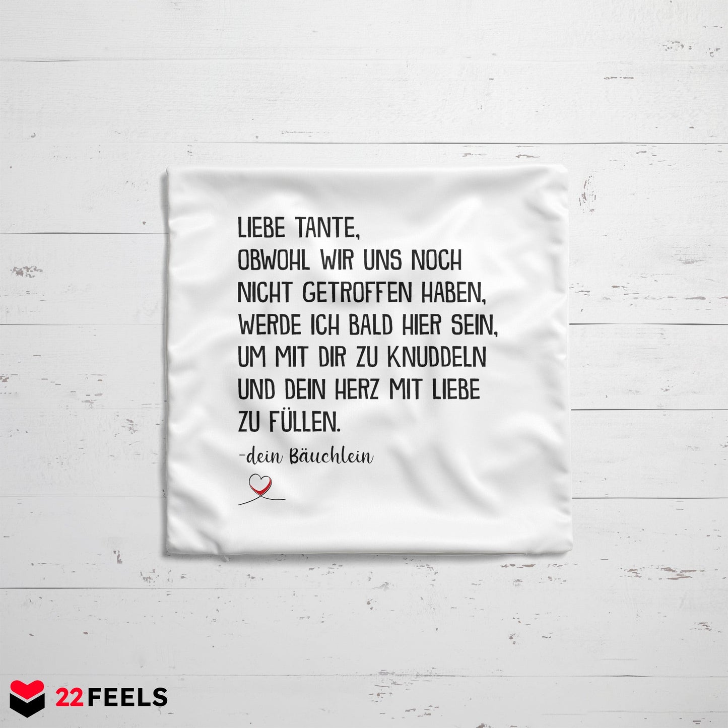 22Feels® Du Wirst Tante Frauen Schwangerschaft Geschenk - Kissen mit Spruch (Weiss 40x40cm)-Kissen Weiss 40x40-22Feels