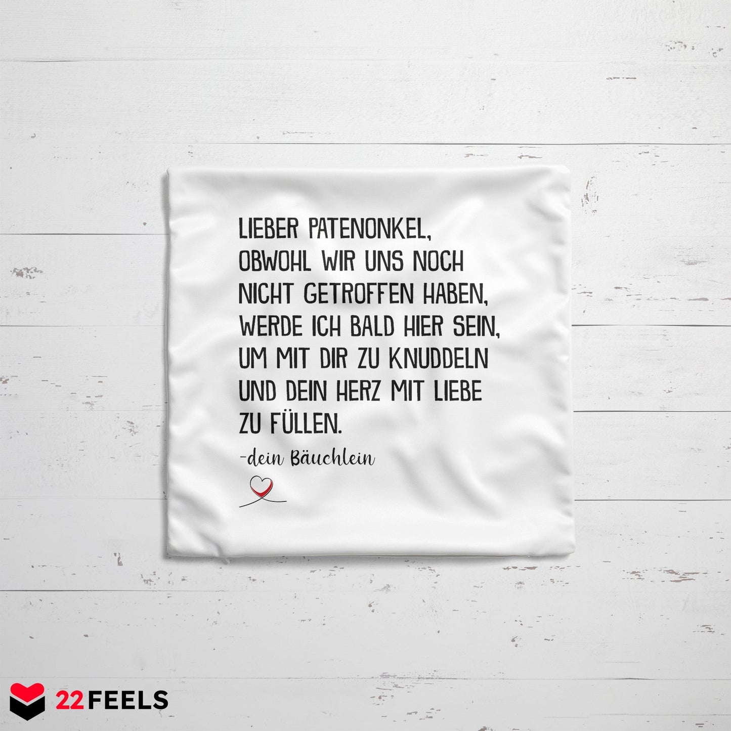 22Feels® Du Wirst Patenonkel Männer Schwangerschaft Geschenk - Kissen mit Spruch (Weiss 40x40cm)-Kissen Weiss 40x40-22Feels