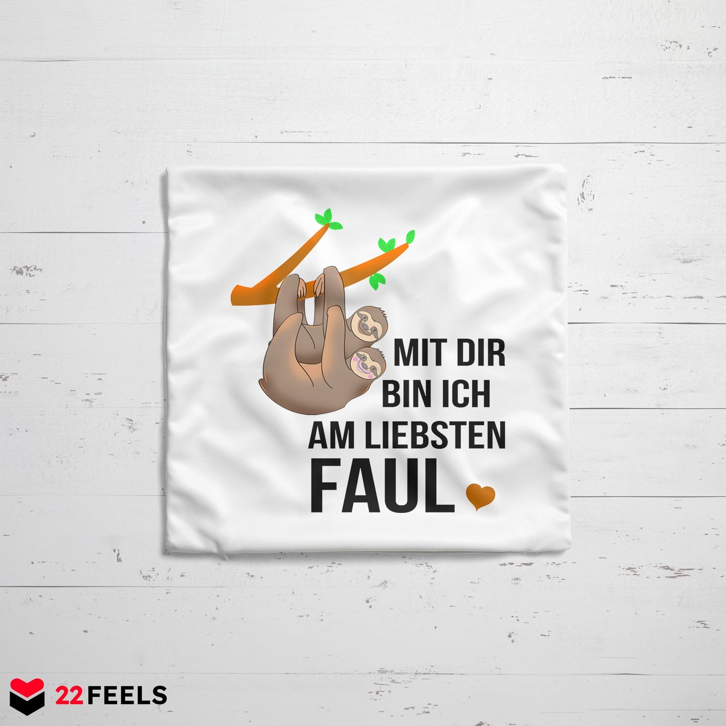 22Feels® Paar Geschenk zum Jahrestag, Valentinstag, Hochzeitstag etc. - Kissen mit Spruch (Weiss 40x40cm)-Kissen Weiss 40x40-22Feels