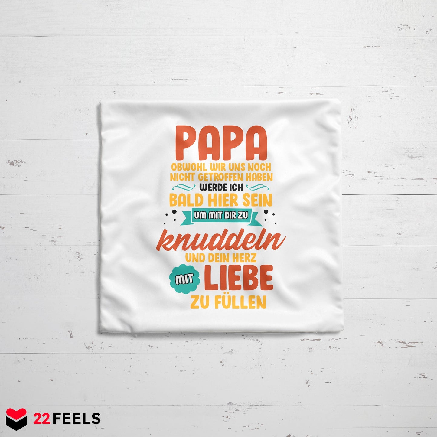 22Feels® Du Wirst Papa Männer Schwangerschaft Geschenk für werdende Väter - Kissen mit Spruch (Weiss 40x40cm)-Kissen Weiss 40x40-22Feels