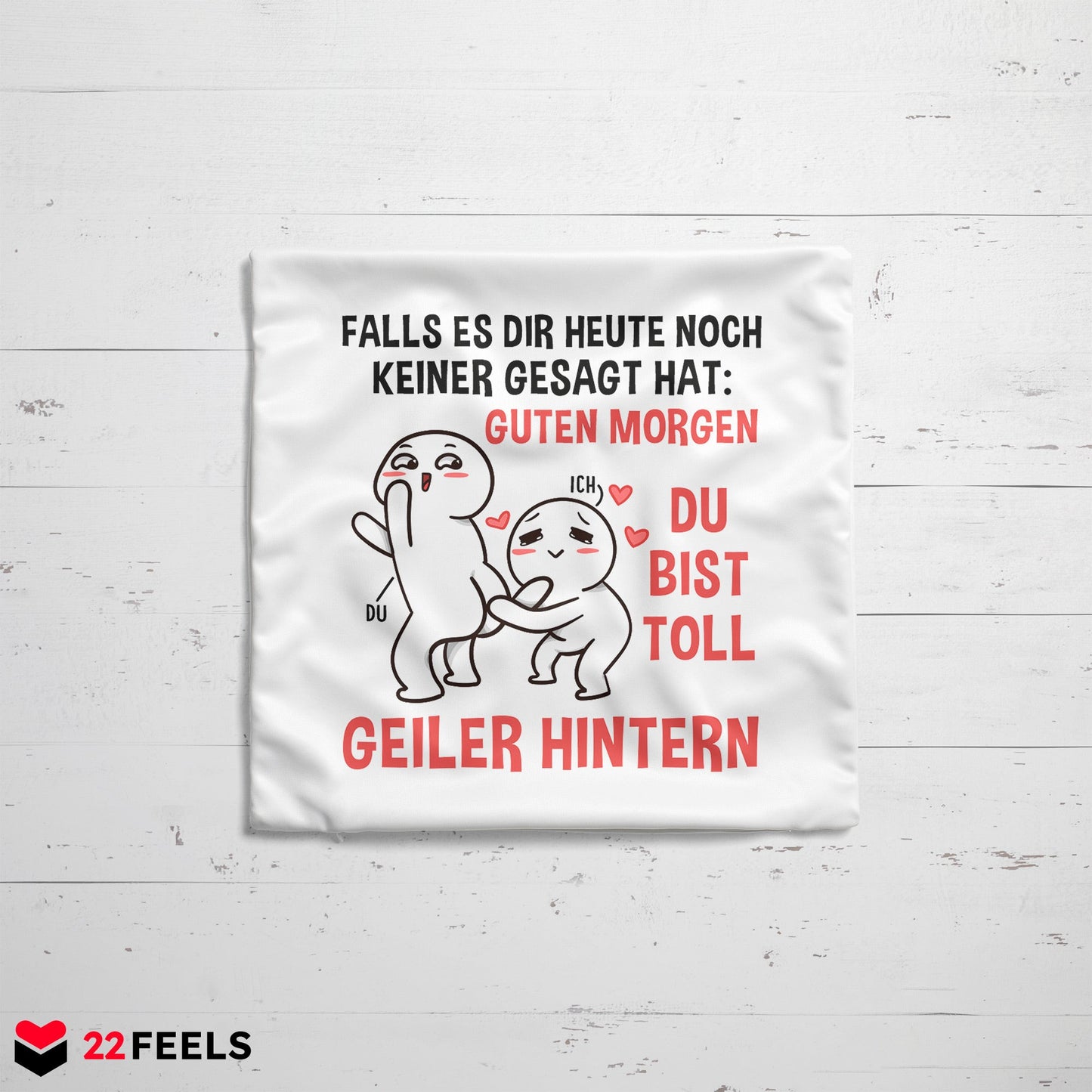 22Feels® Paar Geschenk zum Jahrestag, Valentinstag, Hochzeitstag etc. - Kissen mit Spruch (Weiss 40x40cm)-Kissen Weiss 40x40-22Feels