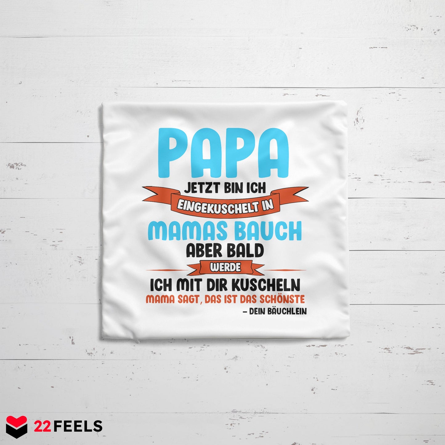 22Feels® Du Wirst Papa Männer Schwangerschaft Geschenk für werdende Väter - Kissen mit Spruch (Weiss 40x40cm)-Kissen Weiss 40x40-22Feels