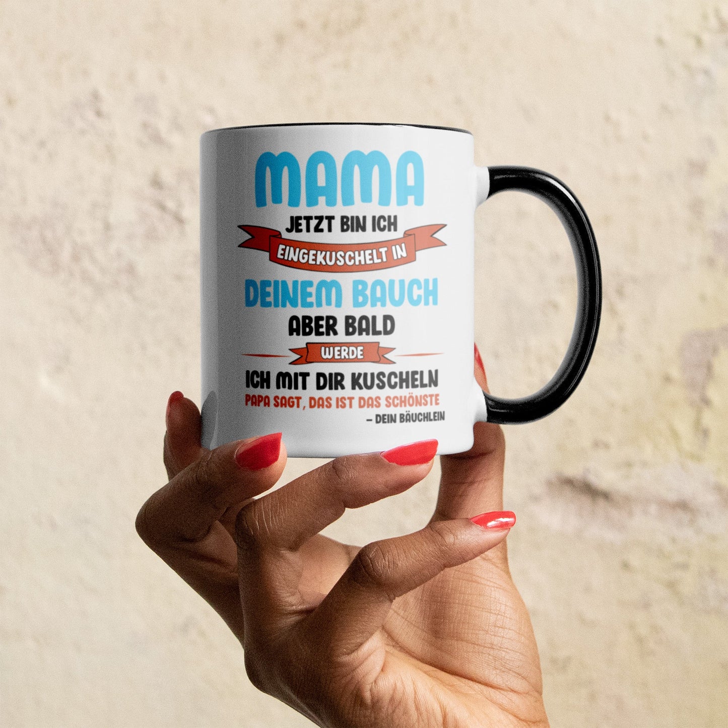 22Feels® Schwangerschaftsgeschenk Werdende Mama - Tasse mit Spruch (Weiss-Schwarz, 320ml)-TwoTone Tasse Weiss-Schwarz 320ml-22Feels