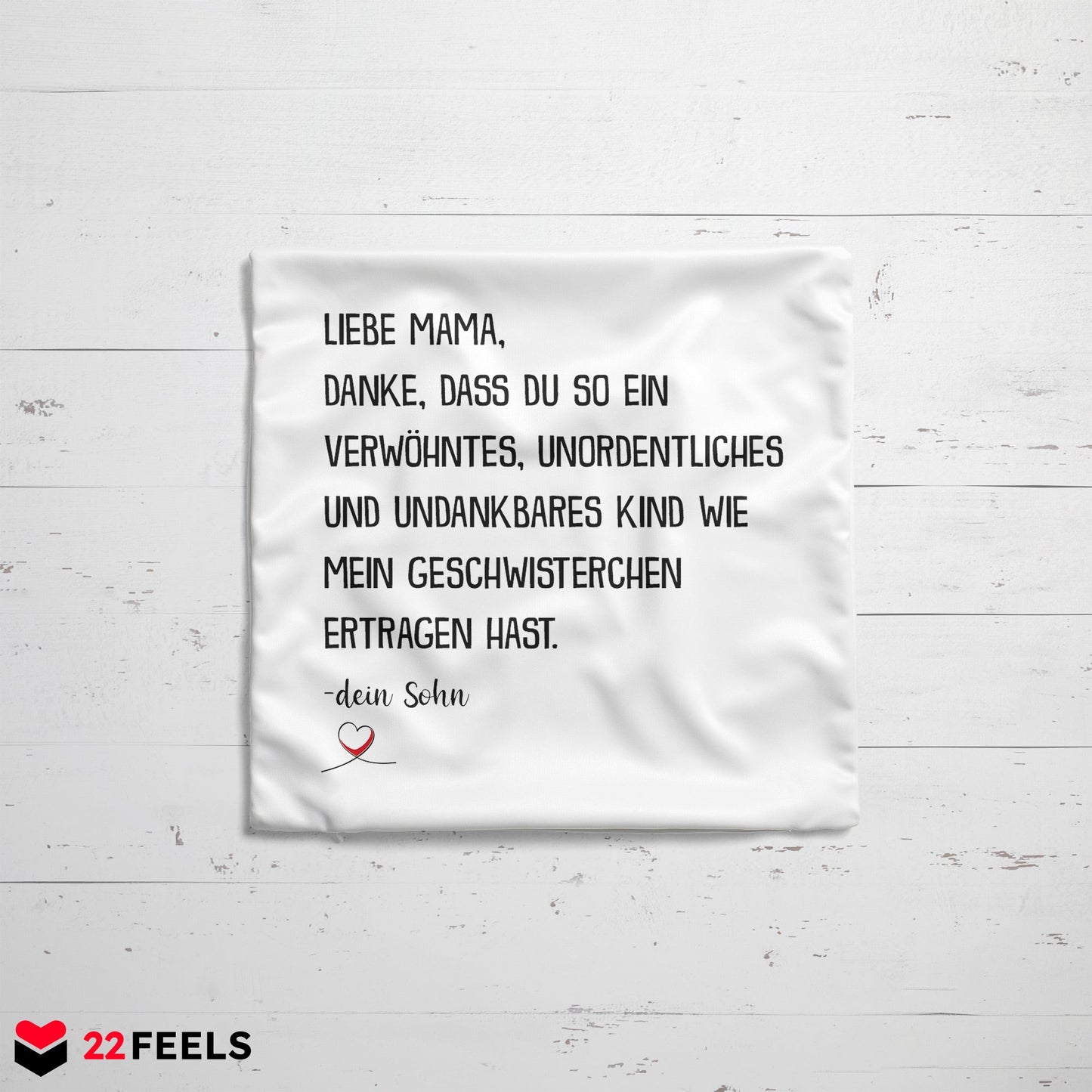 22Feels® Mama Geschenk vom Sohn - Kissen mit Spruch (Weiss 40x40cm)-Kissen Weiss 40x40-22Feels