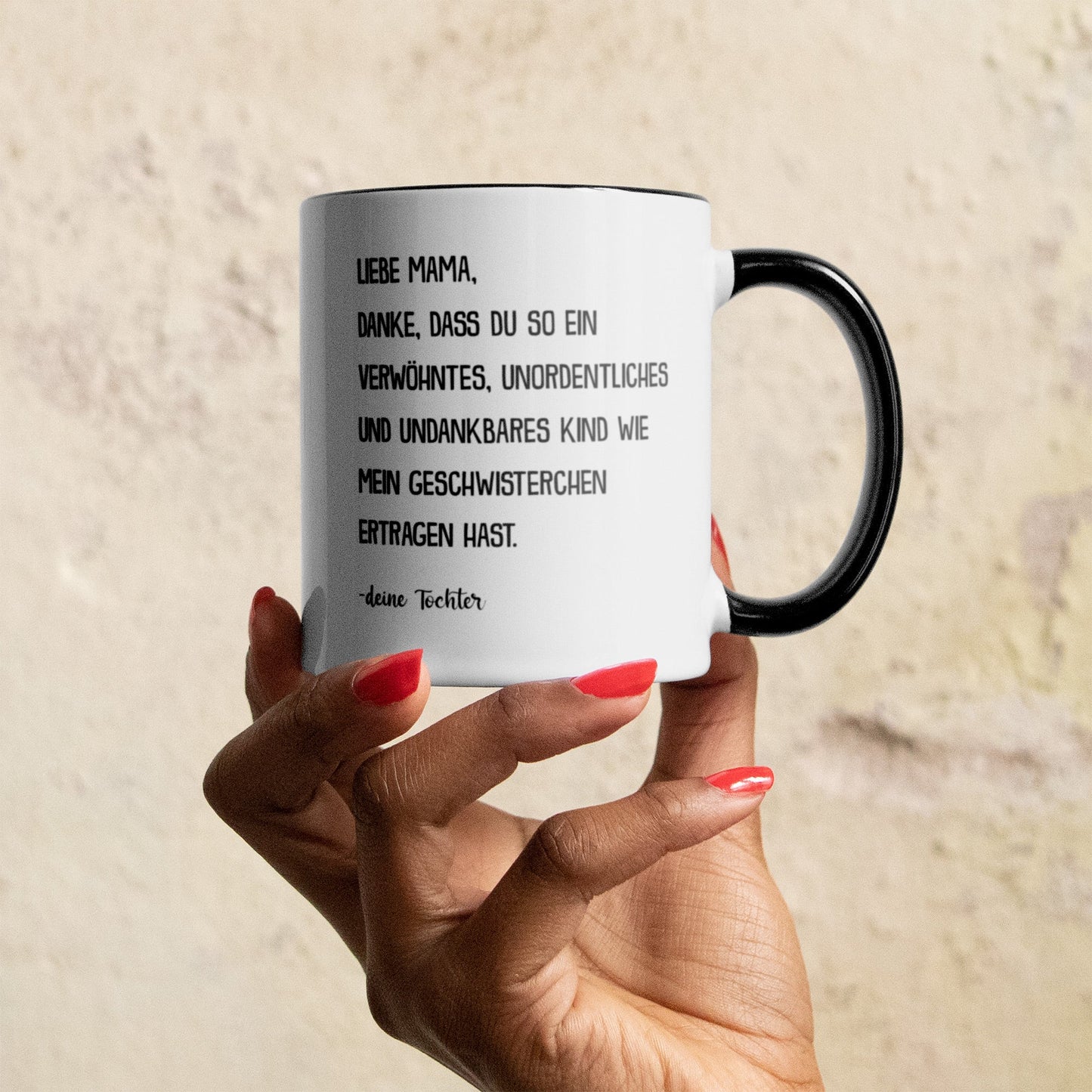 22Feels® Mama Geschenk von Tochter - Tasse mit Spruch (Weiss-Schwarz, 320ml)-TwoTone Tasse Weiss-Schwarz 320ml-22Feels