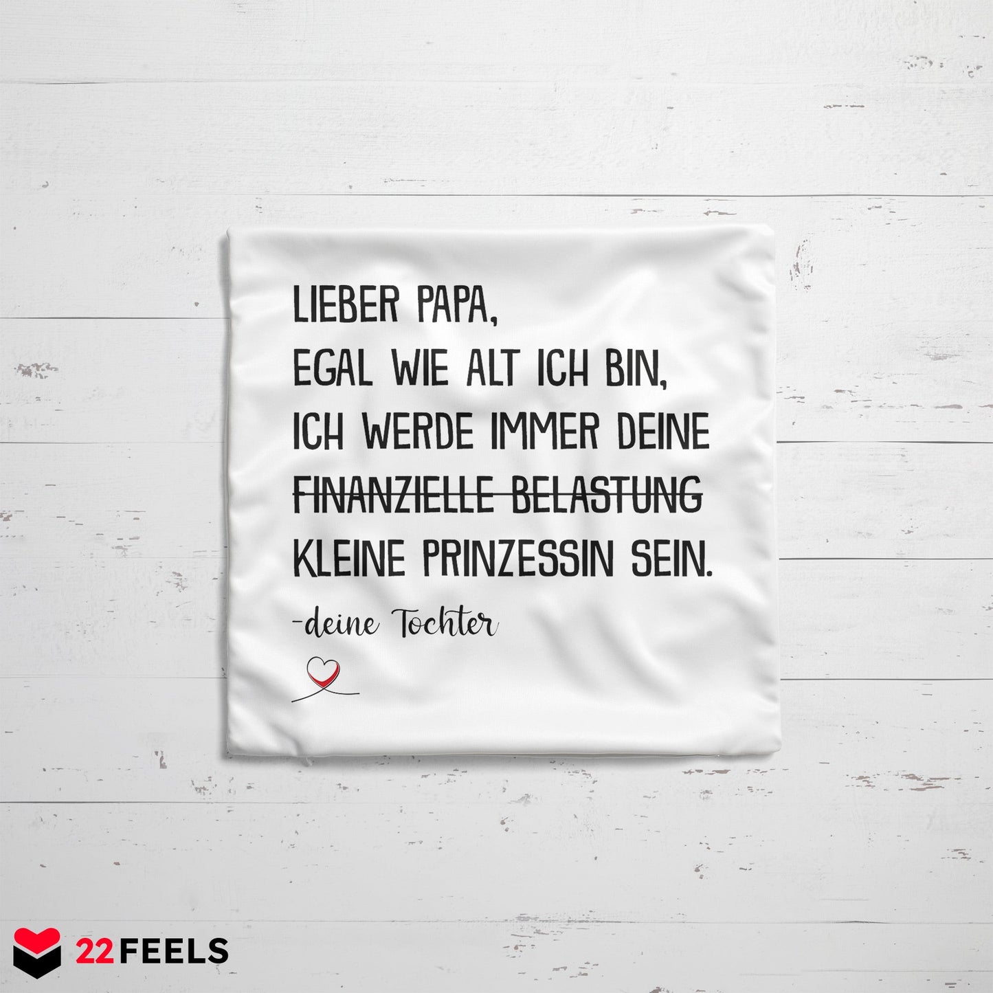 22Feels® Papa Geschenk von Tochter - Kissen mit Spruch (Weiss 40x40cm)-Kissen Weiss 40x40-22Feels