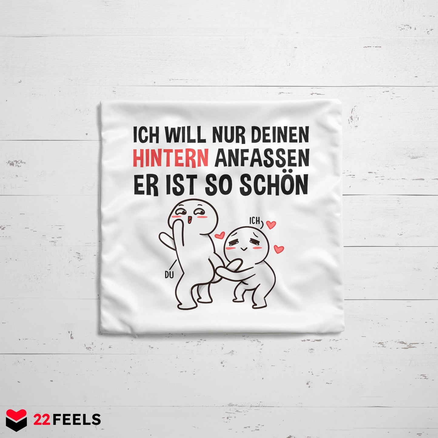 22Feels® Paar Geschenk zum Jahrestag, Valentinstag, Hochzeitstag etc. - Kissen mit Spruch (Weiss 40x40cm)-Kissen Weiss 40x40-22Feels