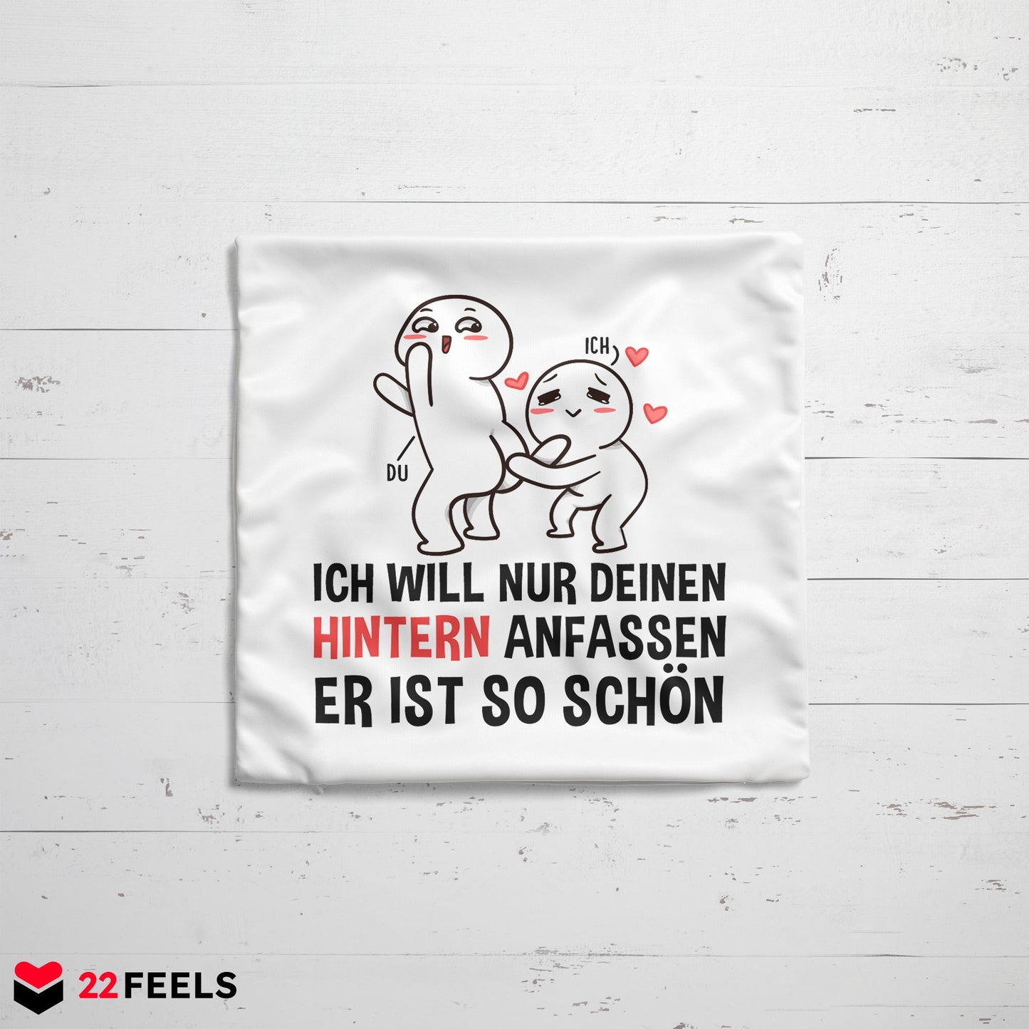 22Feels® Paar Geschenk zum Jahrestag, Valentinstag, Hochzeitstag etc. - Kissen mit Spruch (Weiss 40x40cm)-Kissen Weiss 40x40-22Feels