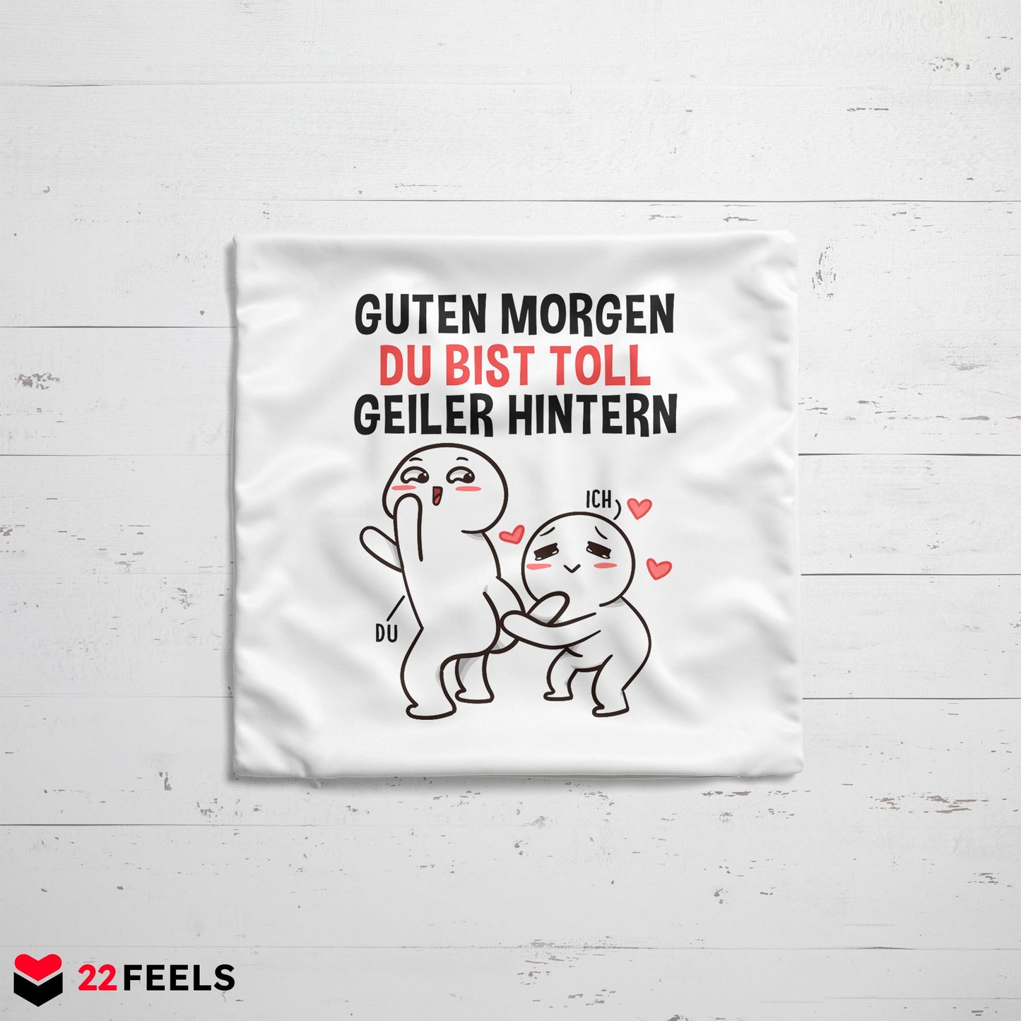 22Feels® Paar Geschenk zum Jahrestag, Valentinstag, Hochzeitstag etc. - Kissen mit Spruch (Weiss 40x40cm)-Kissen Weiss 40x40-22Feels
