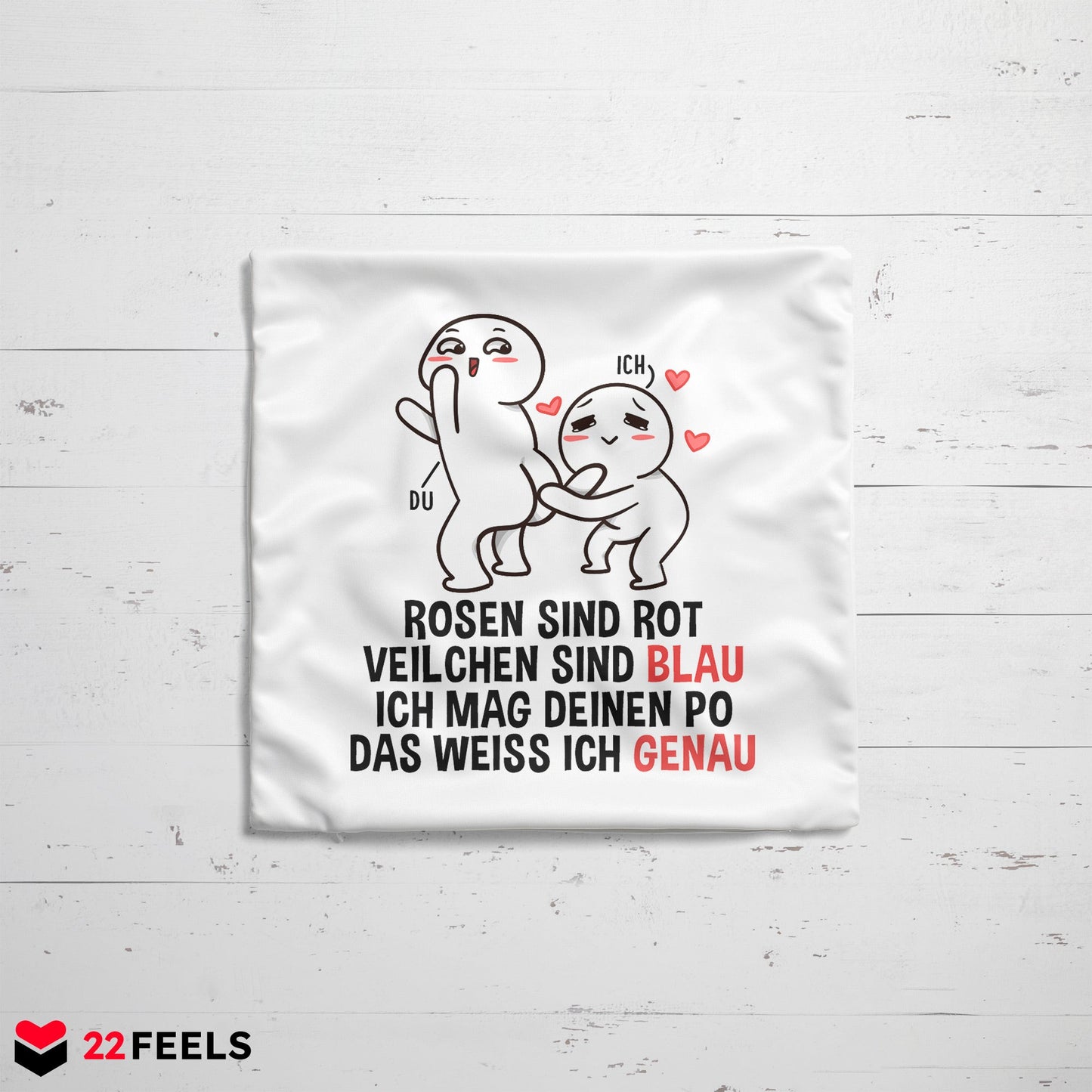 22Feels® Paar Geschenk zum Jahrestag, Valentinstag, Hochzeitstag etc. - Kissen mit Spruch (Weiss 40x40cm)-Kissen Weiss 40x40-22Feels