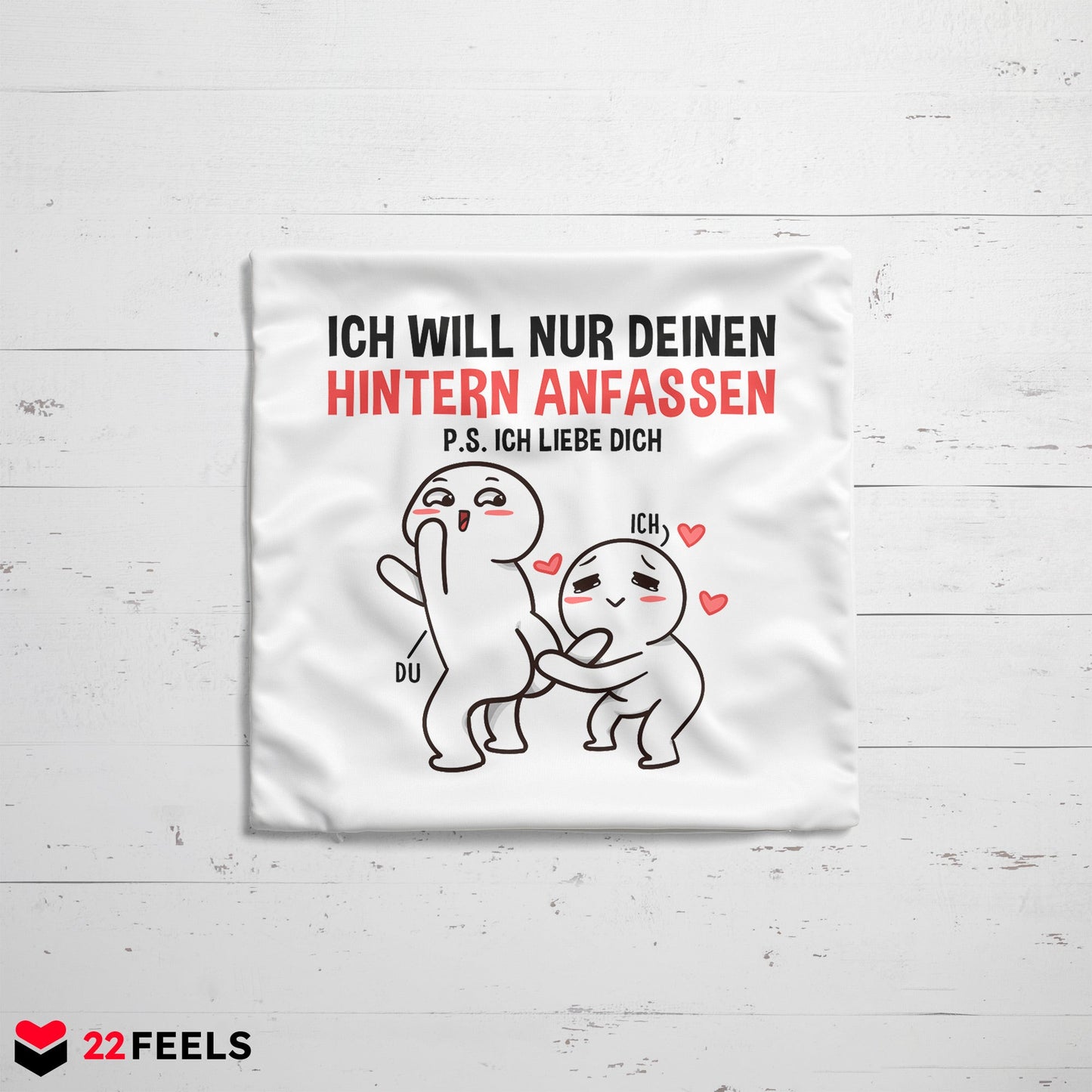 22Feels® Paar Geschenk zum Jahrestag, Valentinstag, Hochzeitstag etc. - Kissen mit Spruch (Weiss 40x40cm)-Kissen Weiss 40x40-22Feels