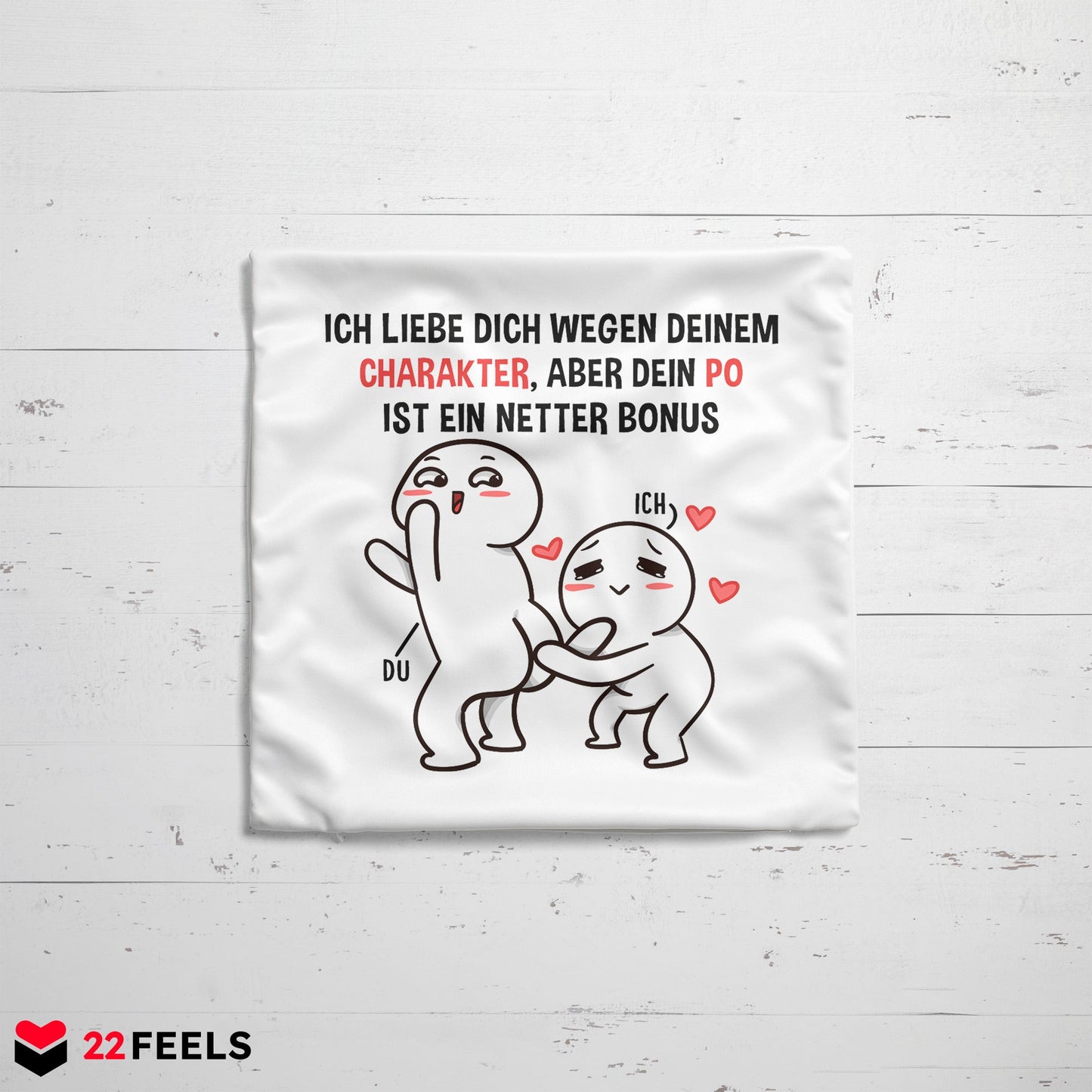 22Feels® Paar Geschenk zum Jahrestag, Valentinstag, Hochzeitstag etc. - Kissen mit Spruch (Weiss 40x40cm)-Kissen Weiss 40x40-22Feels
