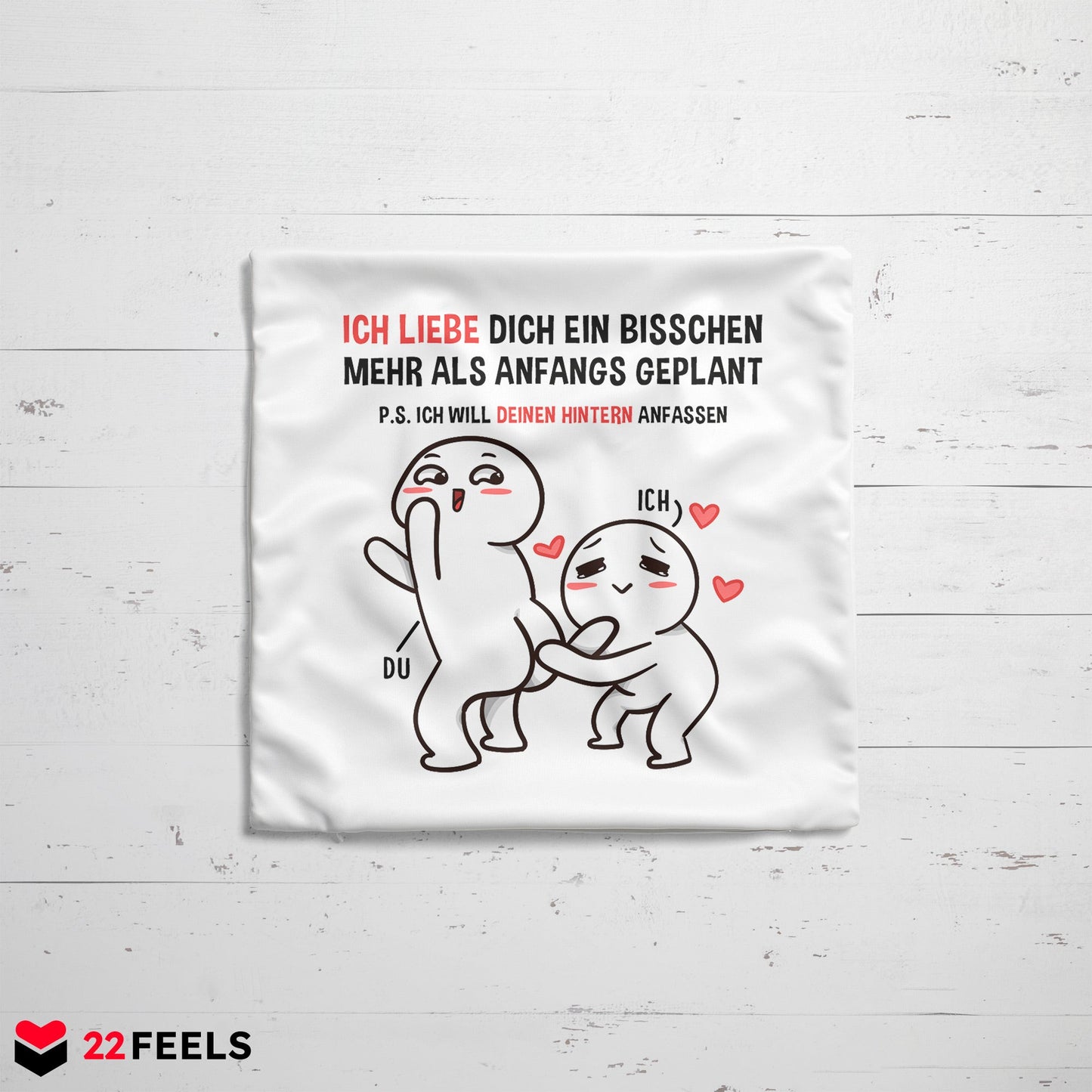 22Feels® Paar Geschenk zum Jahrestag, Valentinstag, Hochzeitstag etc. - Kissen mit Spruch (Weiss 40x40cm)-Kissen Weiss 40x40-22Feels