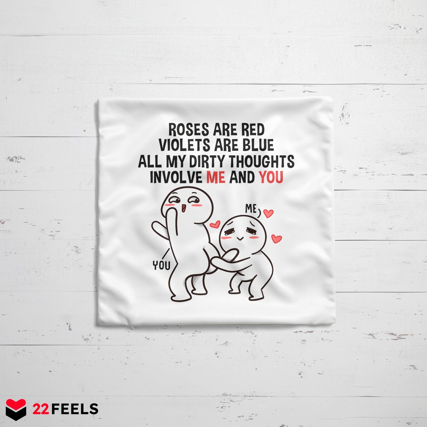 22Feels® Paar Geschenk zum Jahrestag, Valentinstag, Hochzeitstag etc. - Kissen mit Spruch (Weiss 40x40cm)-Kissen Weiss 40x40-22Feels