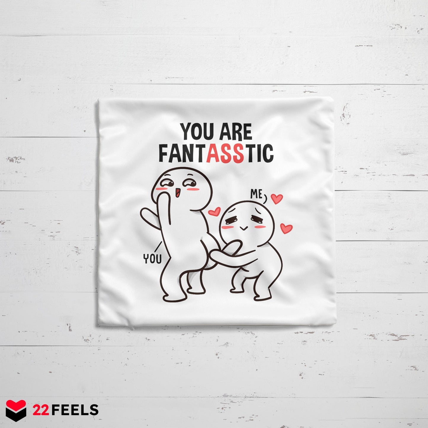 22Feels® Paar Geschenk zum Jahrestag, Valentinstag, Hochzeitstag etc. - Kissen mit Spruch (Weiss 40x40cm)-Kissen Weiss 40x40-22Feels