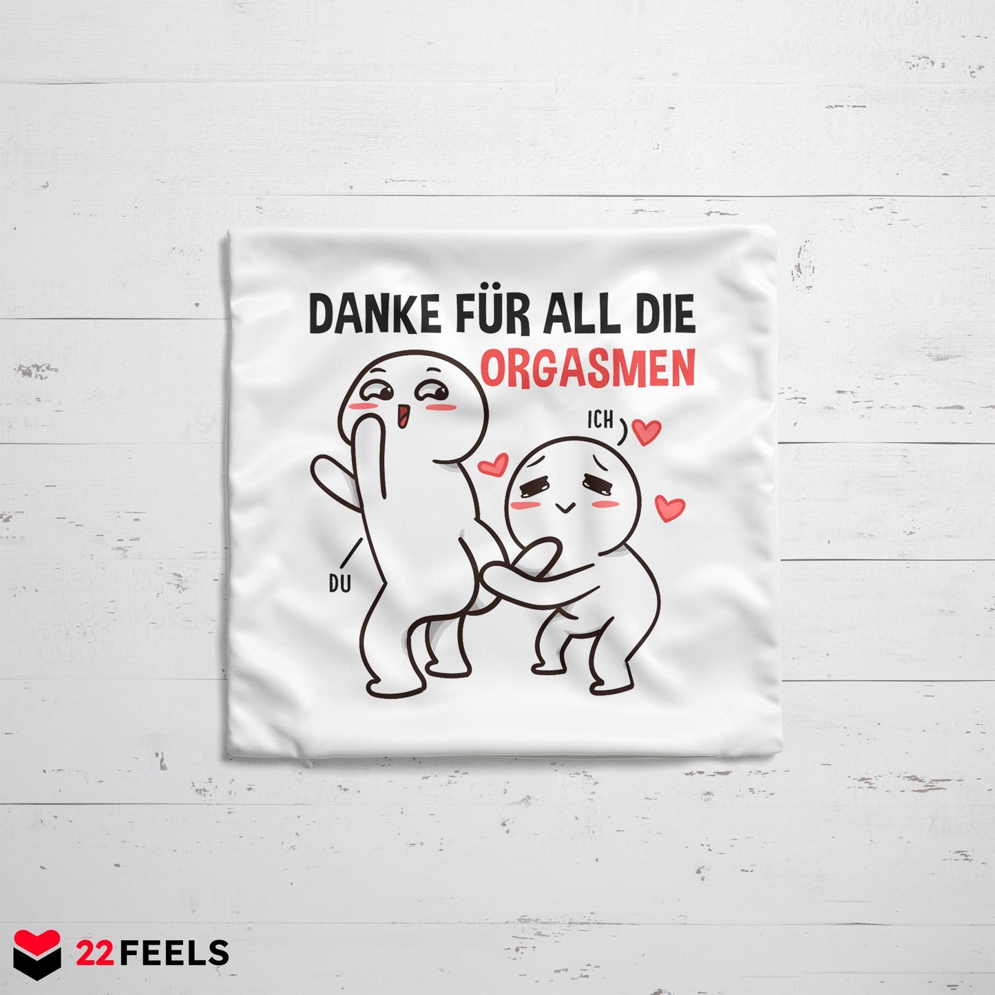 22Feels® Paar Geschenk zum Jahrestag, Valentinstag, Hochzeitstag etc. - Kissen mit Spruch (Weiss 40x40cm)-Kissen Weiss 40x40-22Feels