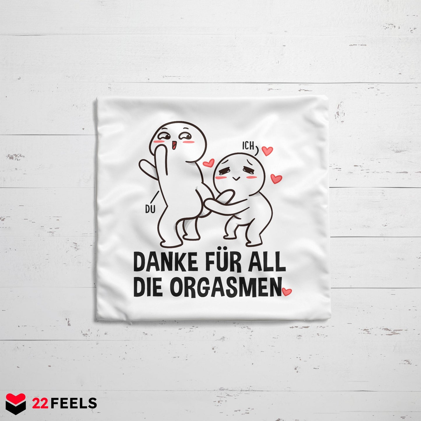 22Feels® Paar Geschenk zum Jahrestag, Valentinstag, Hochzeitstag etc. - Kissen mit Spruch (Weiss 40x40cm)-Kissen Weiss 40x40-22Feels