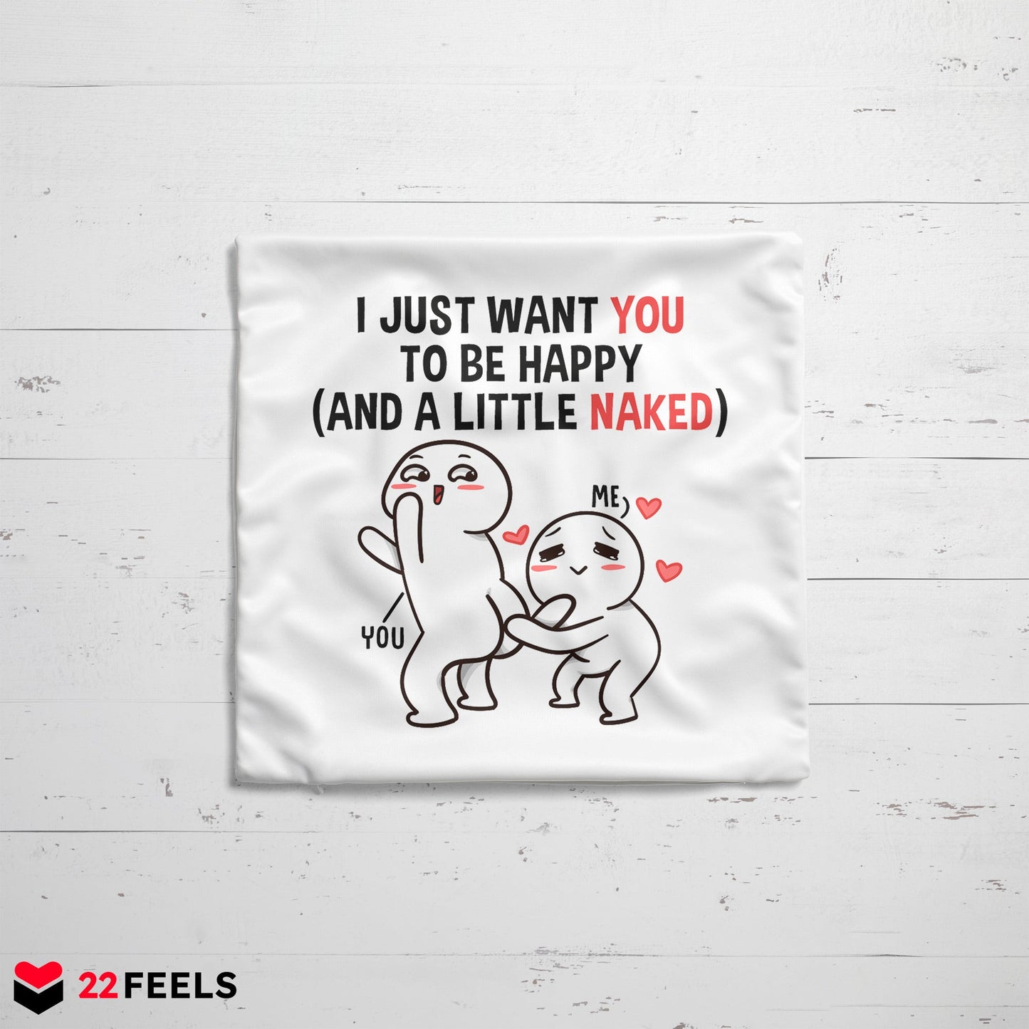 22Feels® Paar Geschenk zum Jahrestag, Valentinstag, Hochzeitstag etc. - Kissen mit Spruch (Weiss 40x40cm)-Kissen Weiss 40x40-22Feels