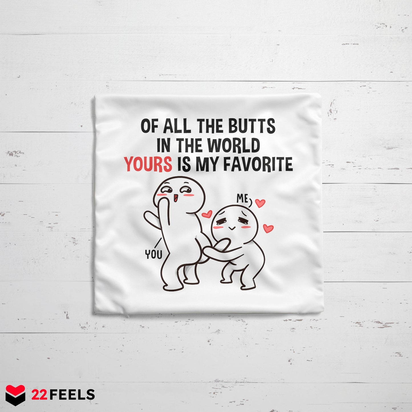 22Feels® Paar Geschenk zum Jahrestag, Valentinstag, Hochzeitstag etc. - Kissen mit Spruch (Weiss 40x40cm)-Kissen Weiss 40x40-22Feels