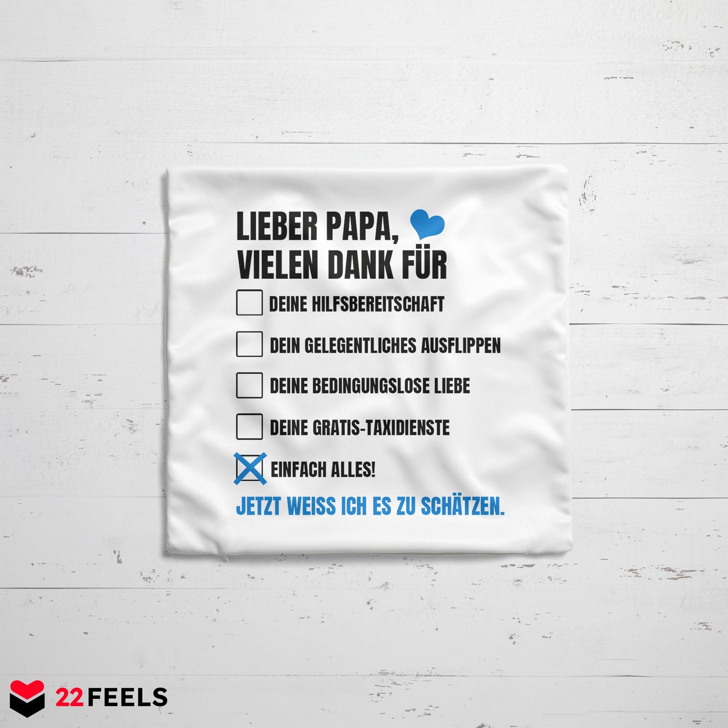 22Feels® Papa Geschenk - Kissen mit Spruch (Weiss 40x40cm)-Kissen Weiss 40x40-22Feels