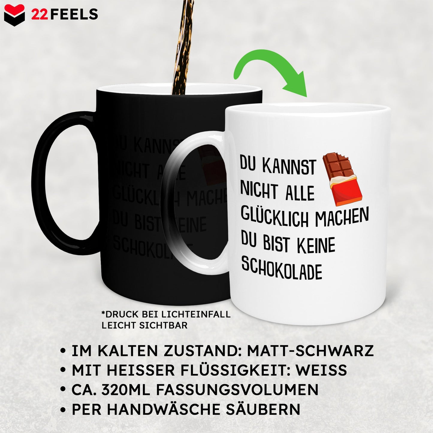 22Feels® Lustige Zaubertasse mit Spruch: - Büro Geschenkidee (Matt-Schwarz und Weiss, 320ml)-Farbwechsel Tasse Matt 320ml-22Feels