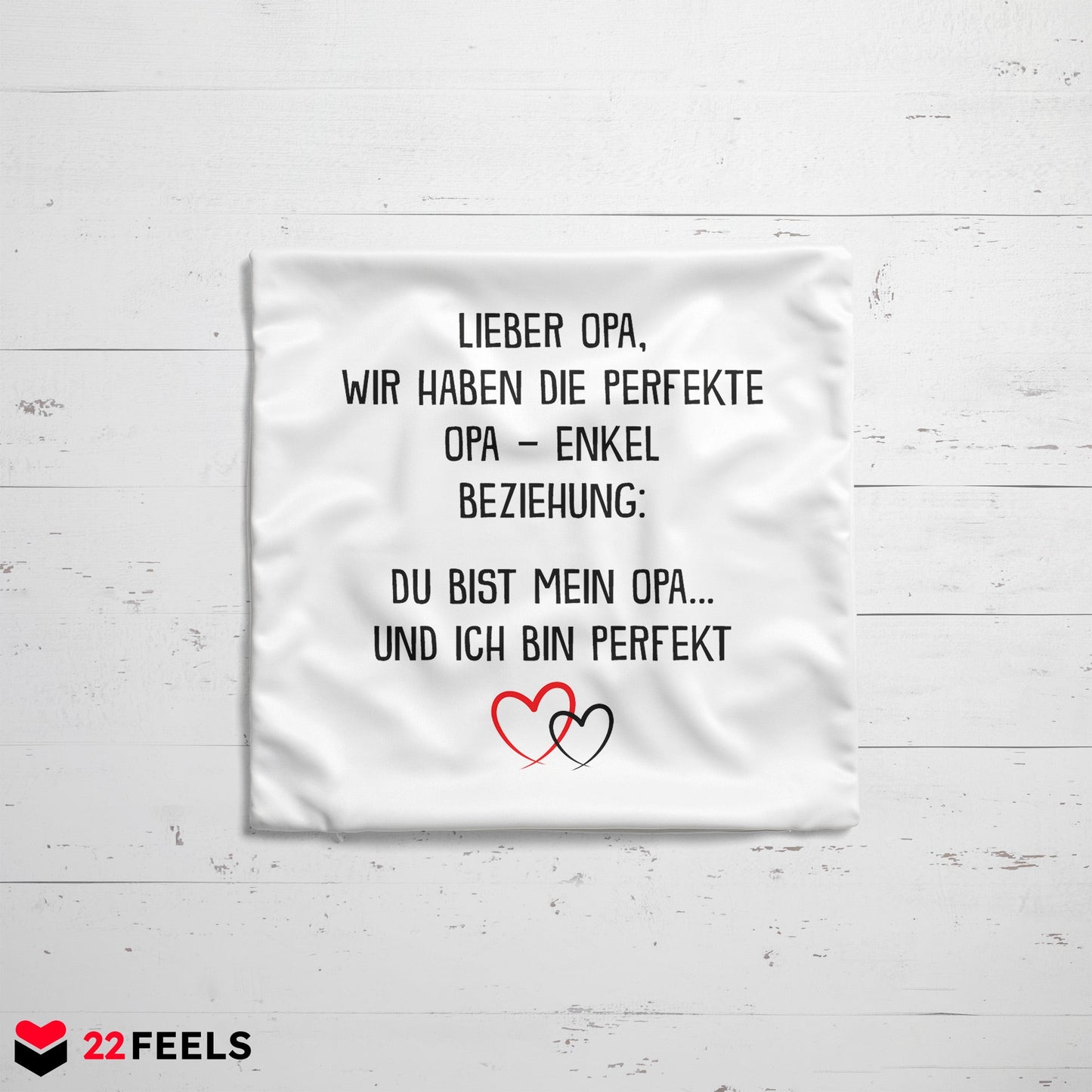 22Feels® Opa Geschenk von Enkel - Kissen mit Spruch: Perfekte Beziehung (Weiss 40x40cm)-Kissen Weiss 40x40-22Feels