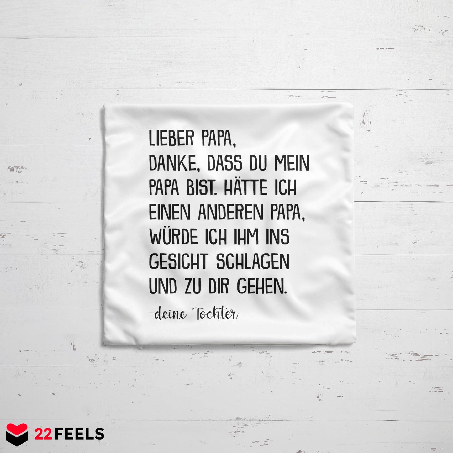 22Feels® Papa Geschenk von Tochter - Kissen mit Spruch: Zirkus 'Papa' (Weiss 40x40cm)-Kissen Weiss 40x40-22Feels