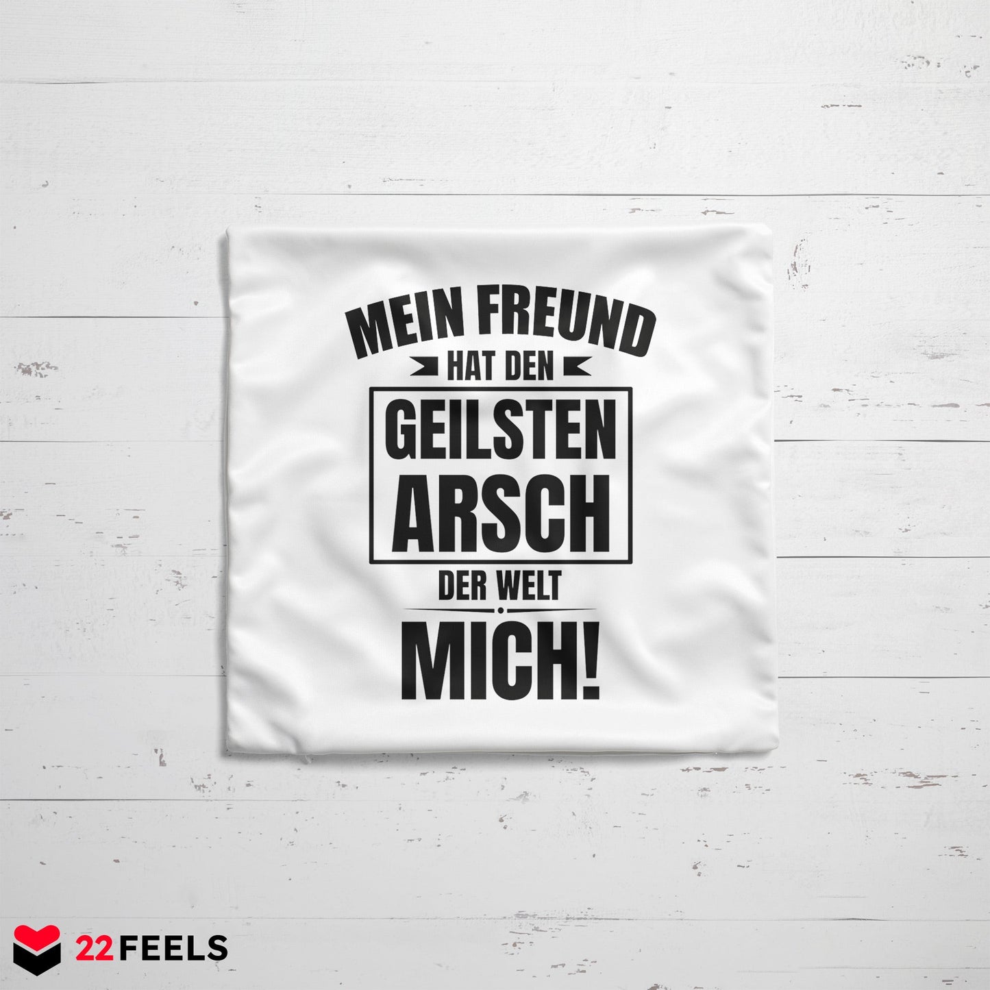 22Feels® Paar Geschenk zum Jahrestag, Valentinstag, Hochzeitstag etc. - Kissen mit Spruch (Weiss 40x40cm)-Kissen Weiss 40x40-22Feels