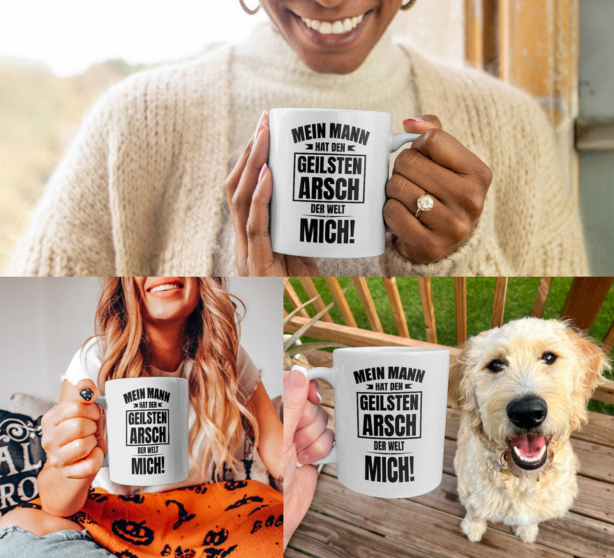 22Feels® Geschenk für Ehefrauen - Tasse mit Spruch: Geilster Arsch (Weiss, 320ml)-Weisse Tasse 320ml-22Feels