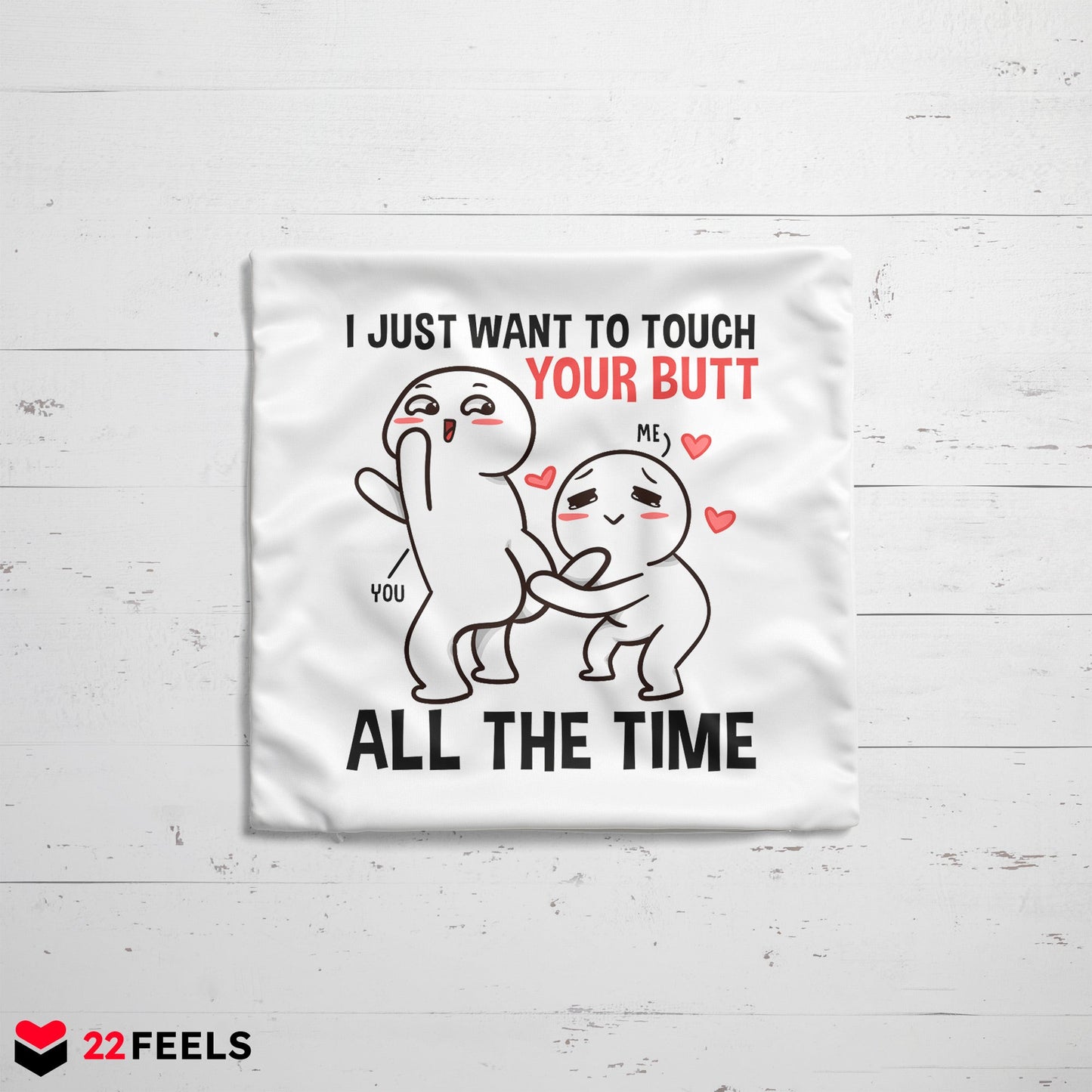 22Feels® Paar Geschenk zum Jahrestag, Valentinstag, Hochzeitstag etc. - Kissen mit Spruch (Weiss 40x40cm)-Kissen Weiss 40x40-22Feels
