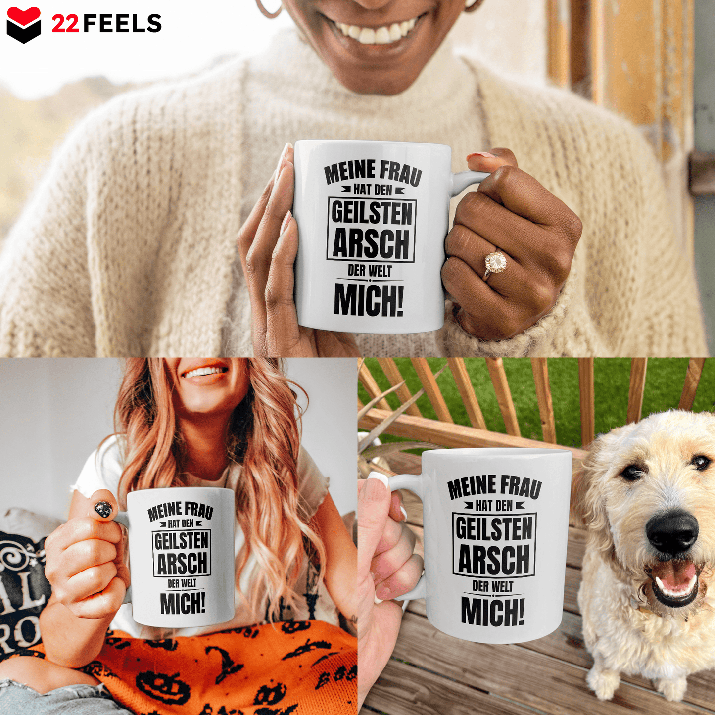 22Feels® Geschenk für Ehemänner- Tasse mit Spruch: Geilster Arsch (Weiss, 320ml)-Weisse Tasse 320ml-22Feels