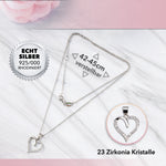 22Feels® Mutter der Braut Geschenk zur Hochzeit - Echt Silber 925/000 Schmuckset: Herz Halskette mit Botschaftskarte-Schmuck mit Botschaftskarte - Herz21-22Feels