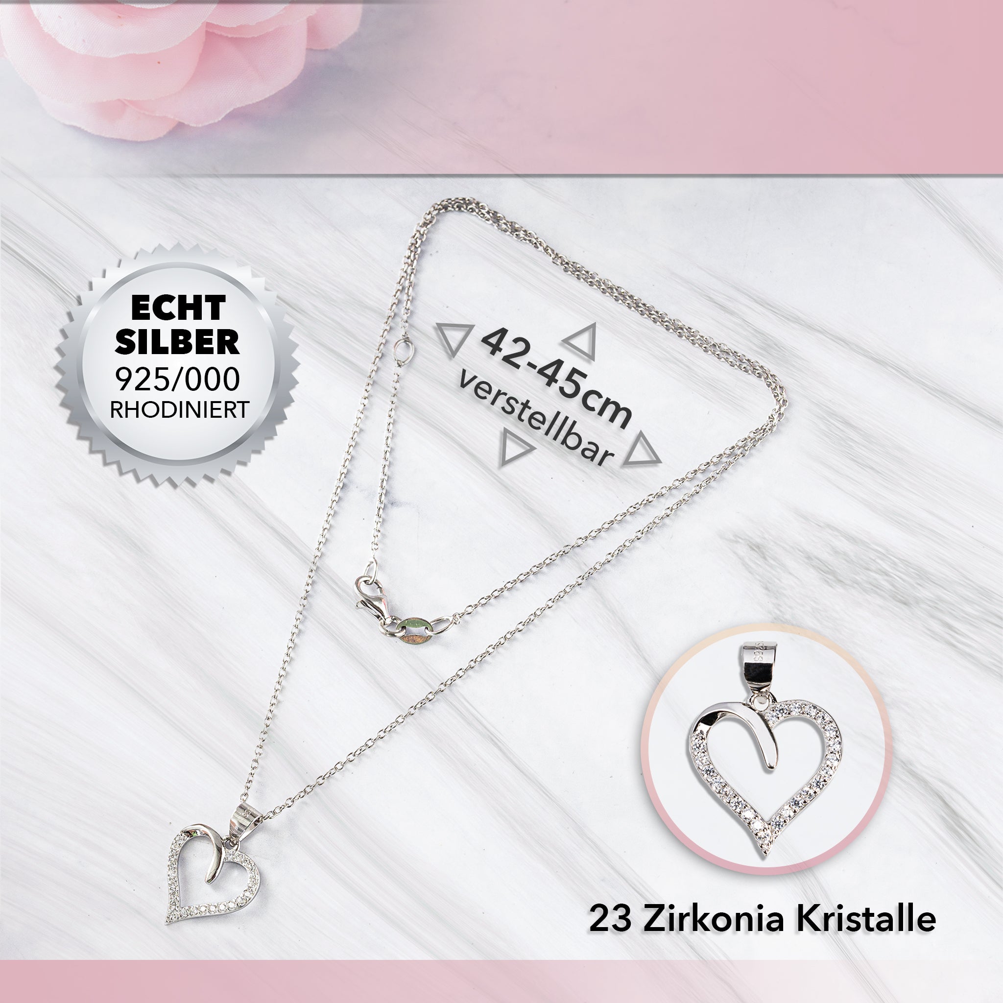 22Feels® Beste Mama der Welt Geschenk Muttertag Geburtstag Silber 925/000 Herz Halskette Valentinstag Frauen Schmuck mit Karte Mutter Weihnachten Damen Collier Eltern-Schmuck mit Botschaftskarte - Herz21-22Feels