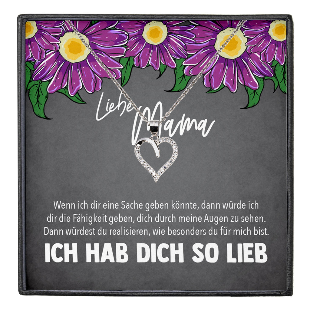22Feels® Mama Geschenk Muttertag Geburtstag Frauen Schmuck mit Karte Herz Halskette Echt Silber Weihnachten Idee von Tochter oder Sohn-Schmuck mit Botschaftskarte - Herz21-22Feels