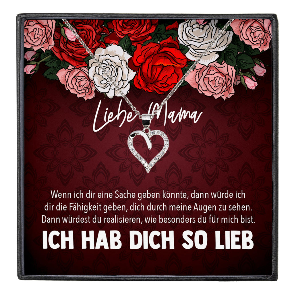 22Feels® Mama Geschenk Muttertag Geburtstag Frauen Schmuck mit Karte Herz Halskette Echt Silber Weihnachten Idee von Tochter oder Sohn-Schmuck mit Botschaftskarte - Herz21-22Feels