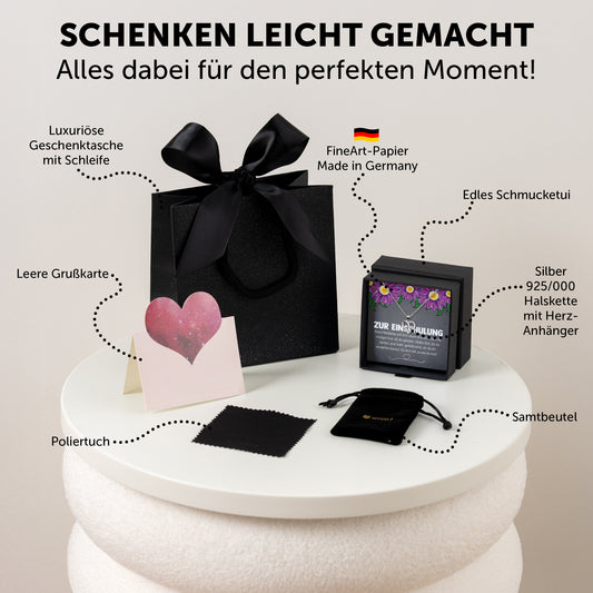22Feels® Mädchen / Tochter Einschulung Geschenk - Echt Silber 925/000 Schmuckset: Herz Halskette mit Botschaftskarte-Schmuck mit Botschaftskarte - Herz21-22Feels