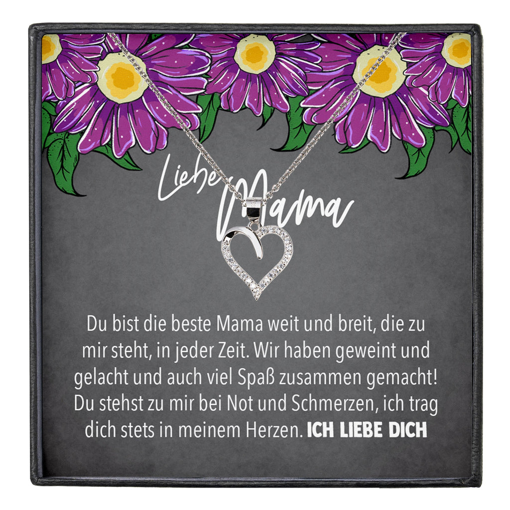 22Feels® Mama Geschenk Muttertag Geburtstag Frauen Schmuck mit Karte Herz Halskette Echt Silber Weihnachten Idee von Tochter oder Sohn-Schmuck mit Botschaftskarte - Herz21-22Feels