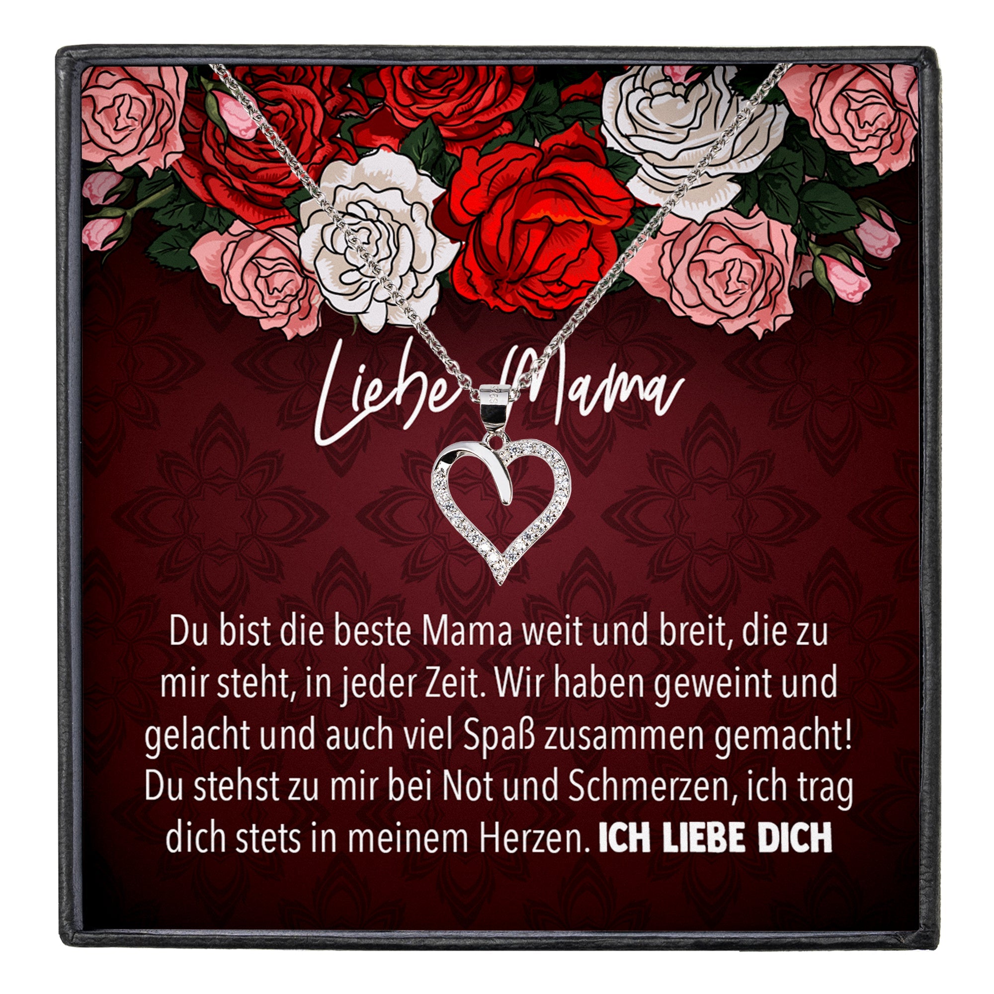 22Feels® Mama Geschenk Muttertag Geburtstag Frauen Schmuck mit Karte Herz Halskette Echt Silber Weihnachten Idee von Tochter oder Sohn-Schmuck mit Botschaftskarte - Herz21-22Feels