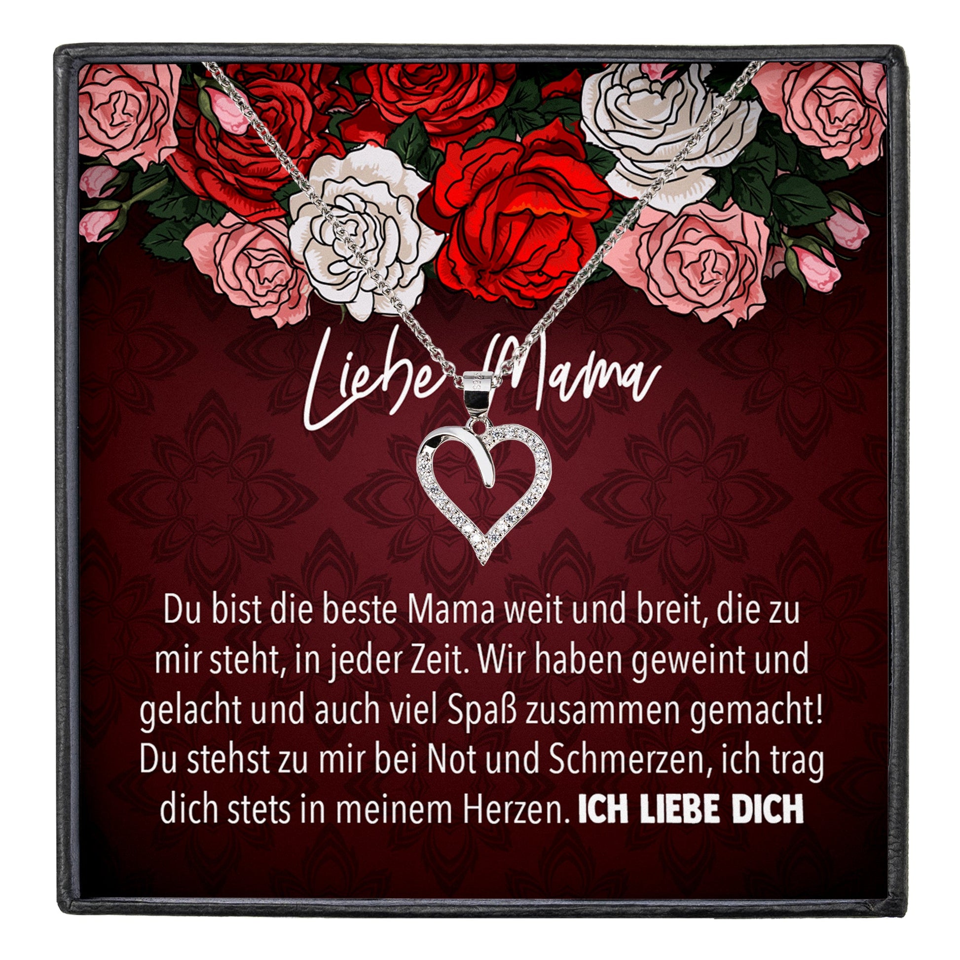 22Feels® Mama Geschenk Muttertag Geburtstag Frauen Schmuck mit Karte Herz Halskette Echt Silber Weihnachten Idee von Tochter oder Sohn-Schmuck mit Botschaftskarte - Herz21-22Feels