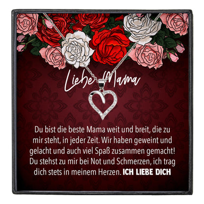 22Feels® Mama Geschenk Muttertag Geburtstag Frauen Schmuck mit Karte Herz Halskette Echt Silber Weihnachten Idee von Tochter oder Sohn-Schmuck mit Botschaftskarte - Herz21-22Feels